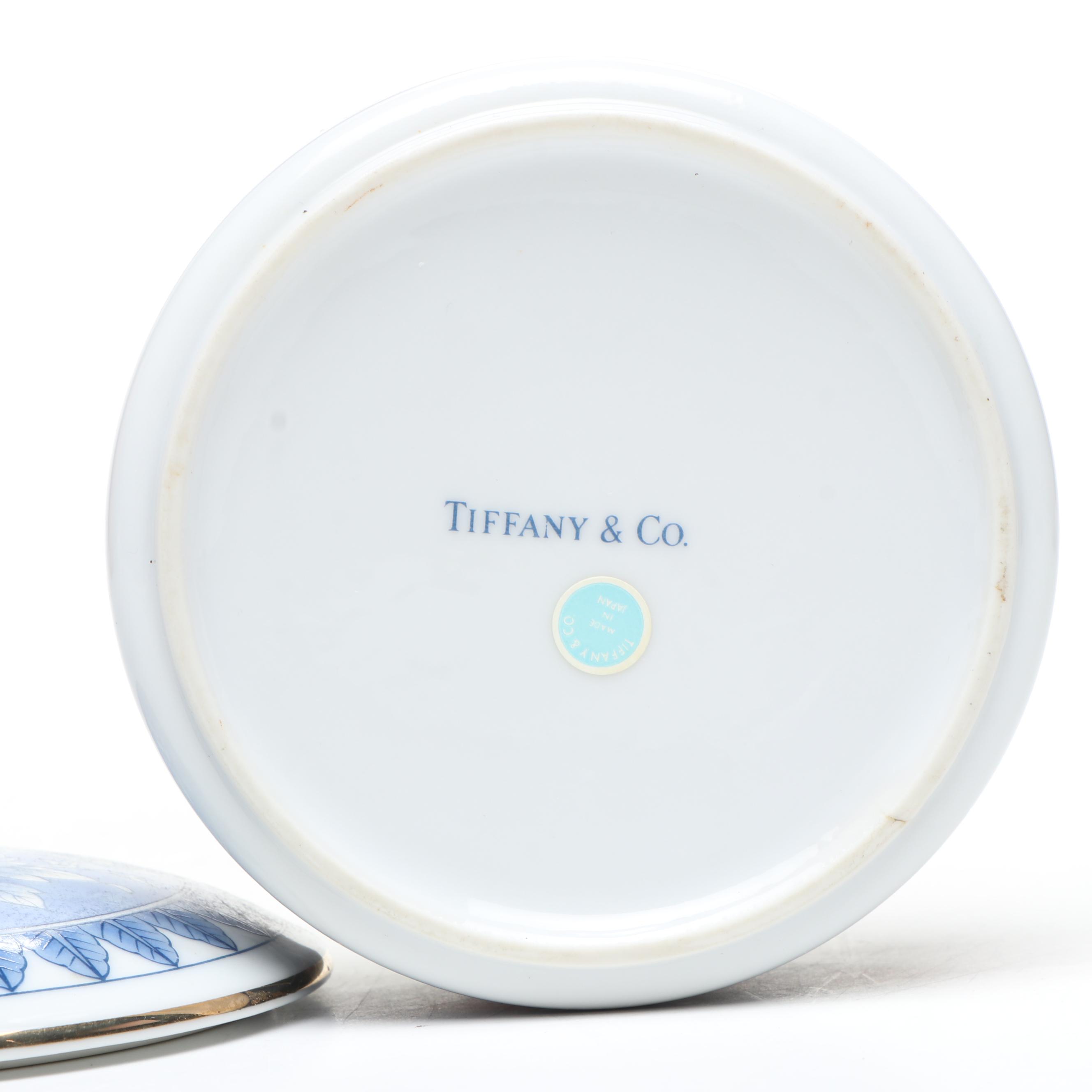 Tiffany & Co. Imari Style Porcelain Box, Zulu Wire Woven Bowl, with Ceramics