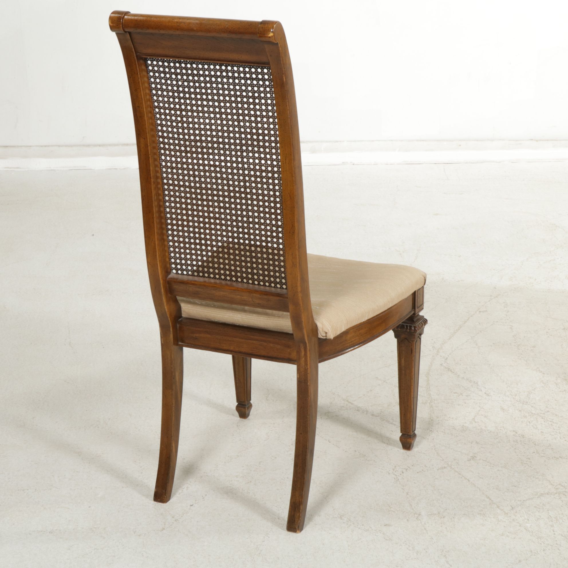 Sligh Spanish Baroque Style Oak Kneehole  Desk with Thomasville Cane-Back Chair