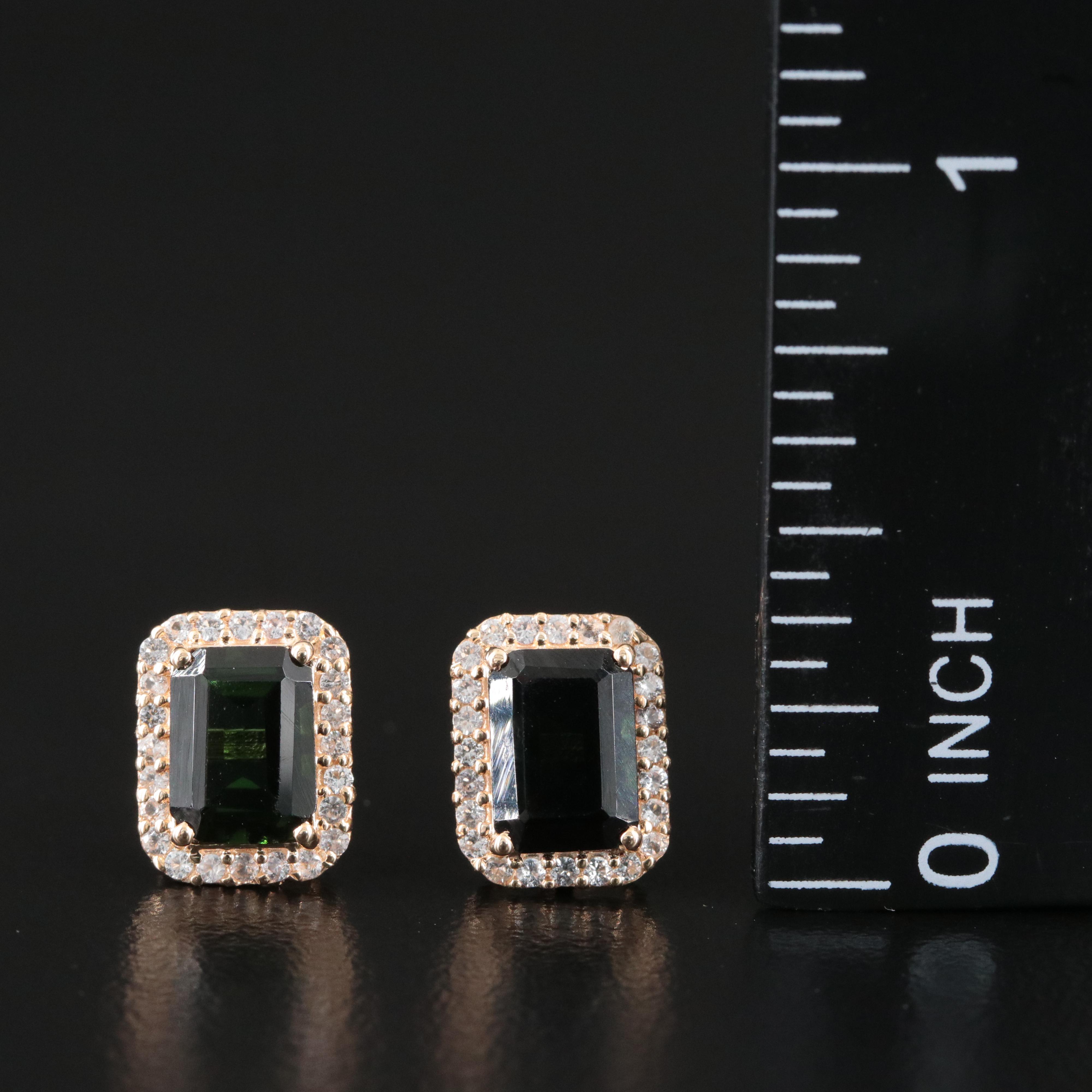 14K Tourmaline and White Topaz Stud Earrings