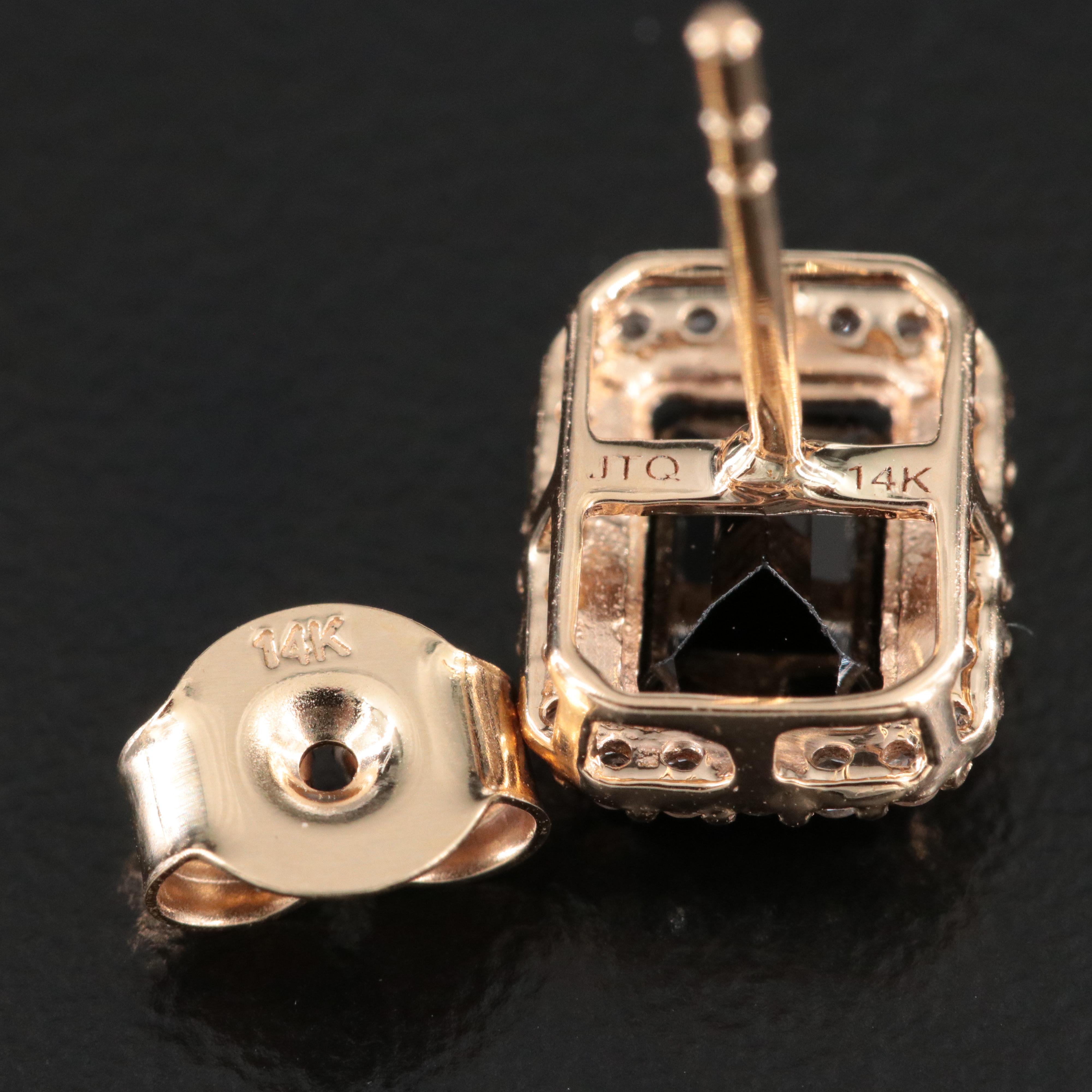 14K Tourmaline and White Topaz Stud Earrings