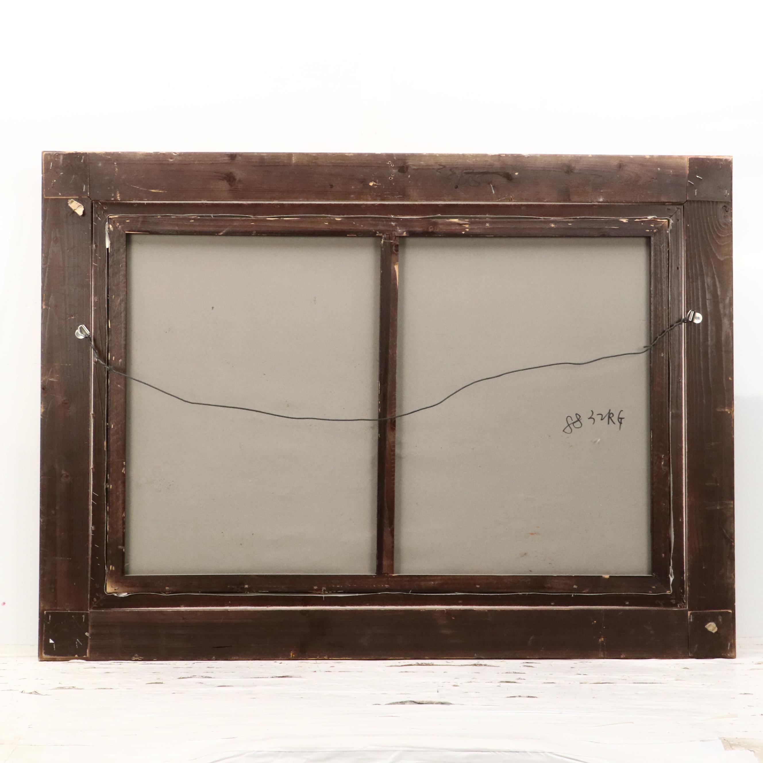 E. Samuel Landscape Oil Painting of Pond with Rubble