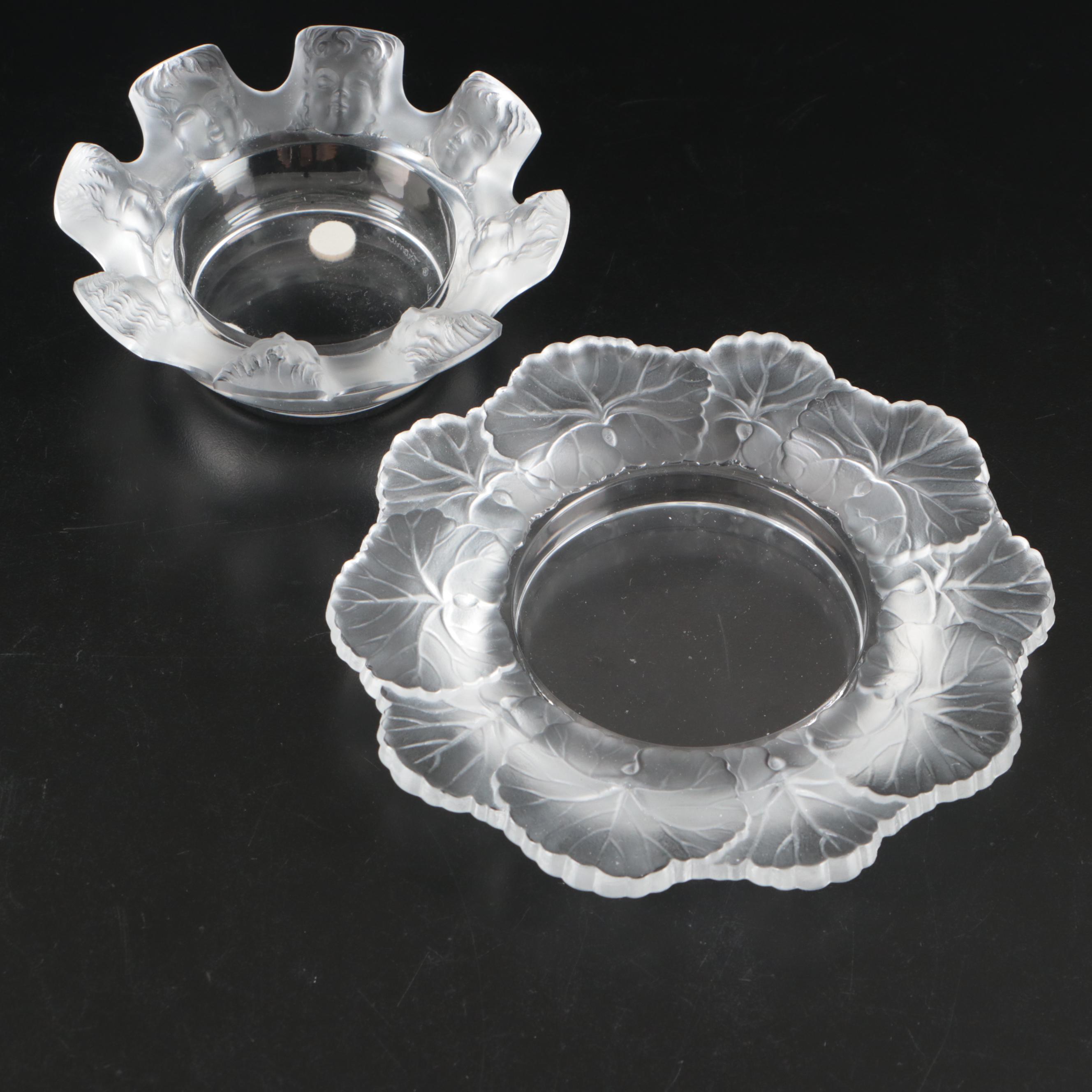 Lalique "Honfelur" and "St. Nicholas" Glass Ashtrays