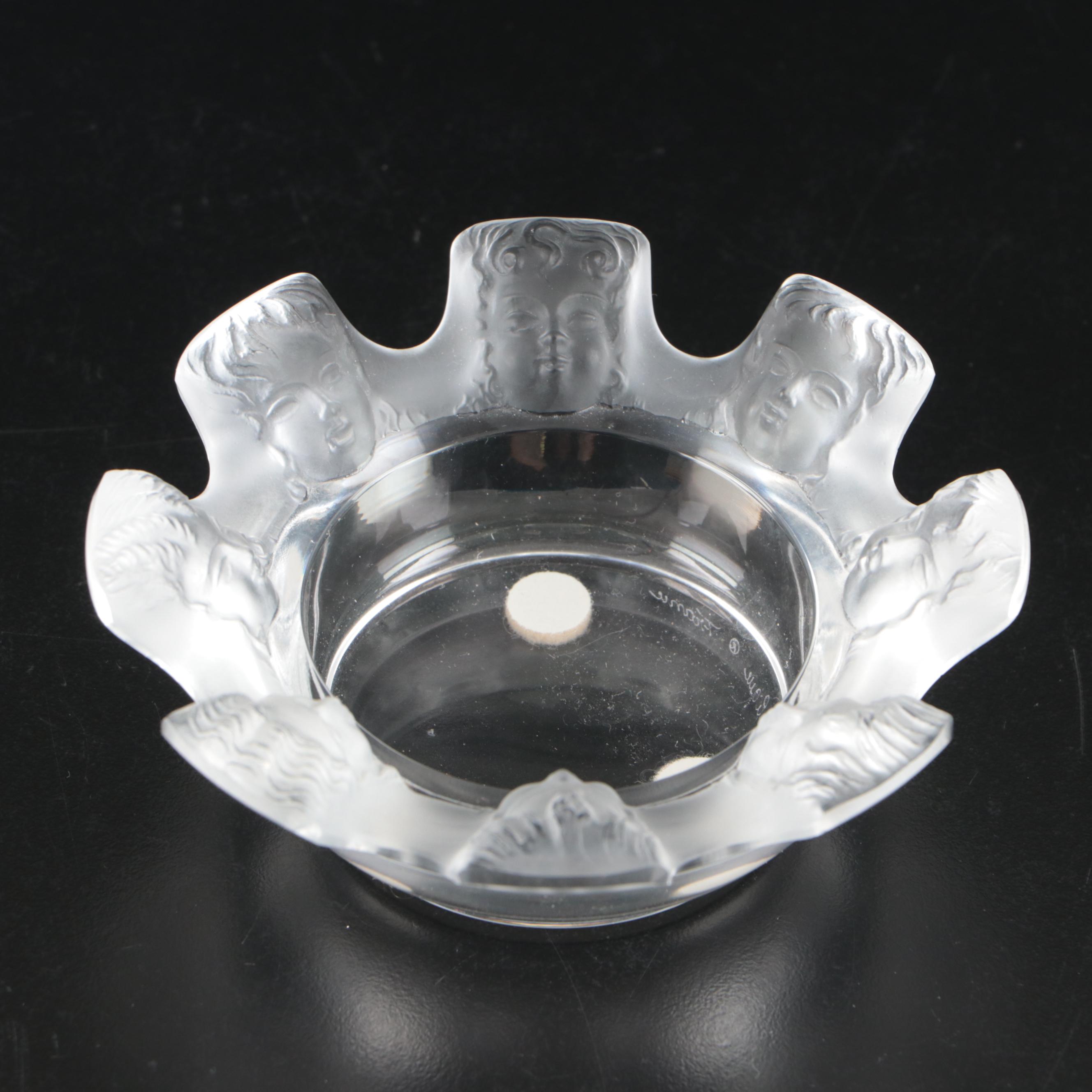 Lalique "Honfelur" and "St. Nicholas" Glass Ashtrays