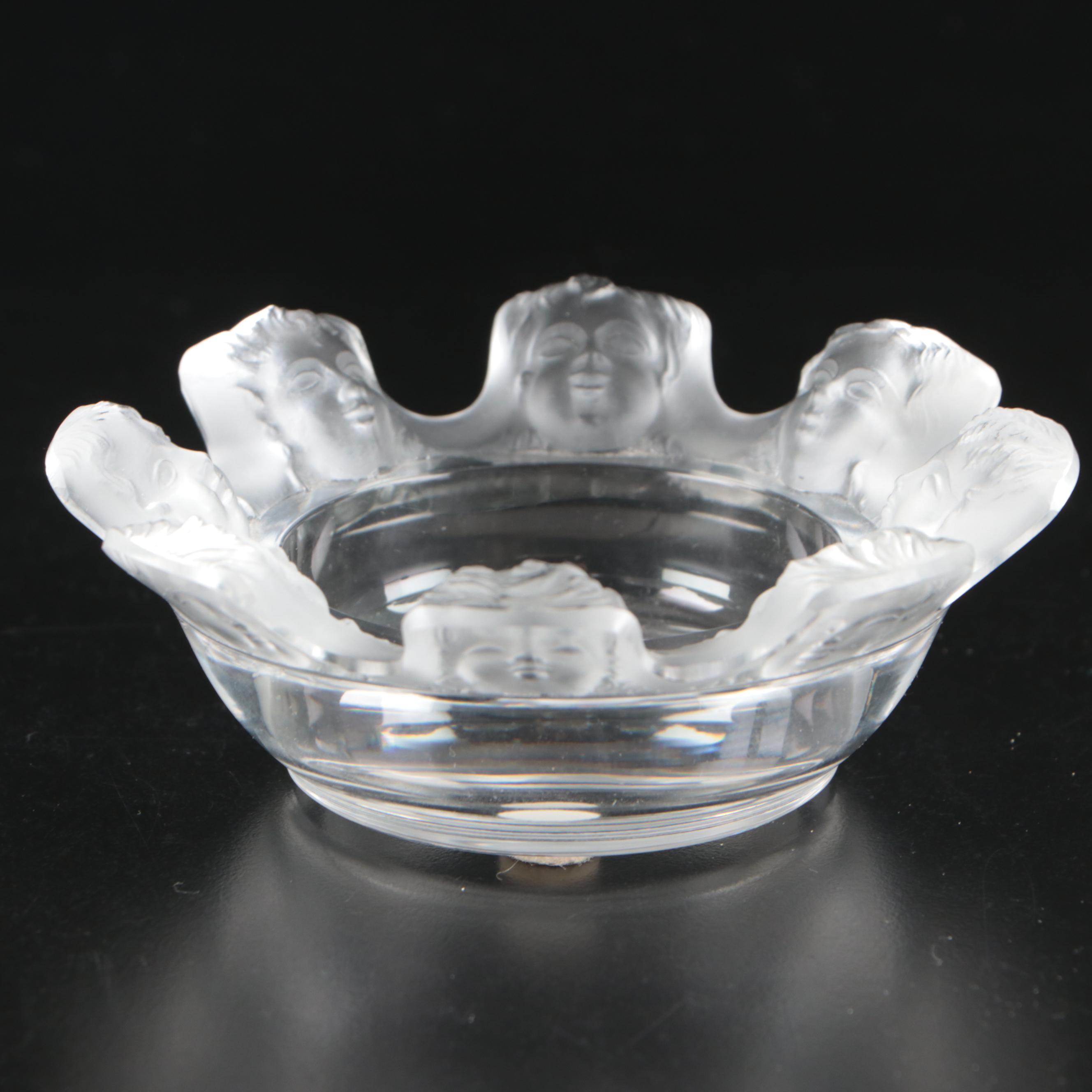 Lalique "Honfelur" and "St. Nicholas" Glass Ashtrays