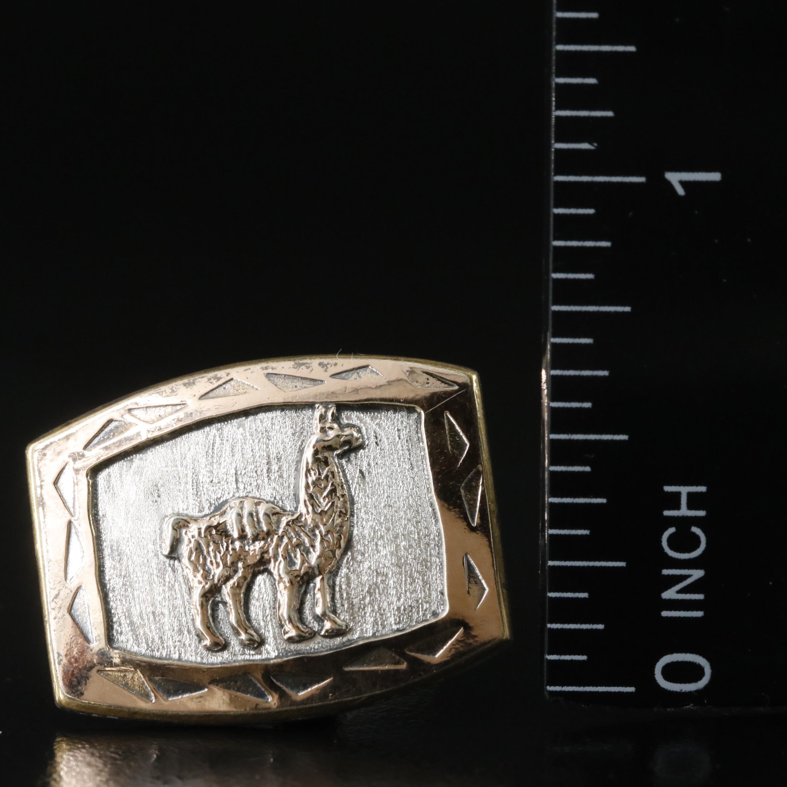 Old Cuzco Sterling Llama Cufflinks with 18K Accents