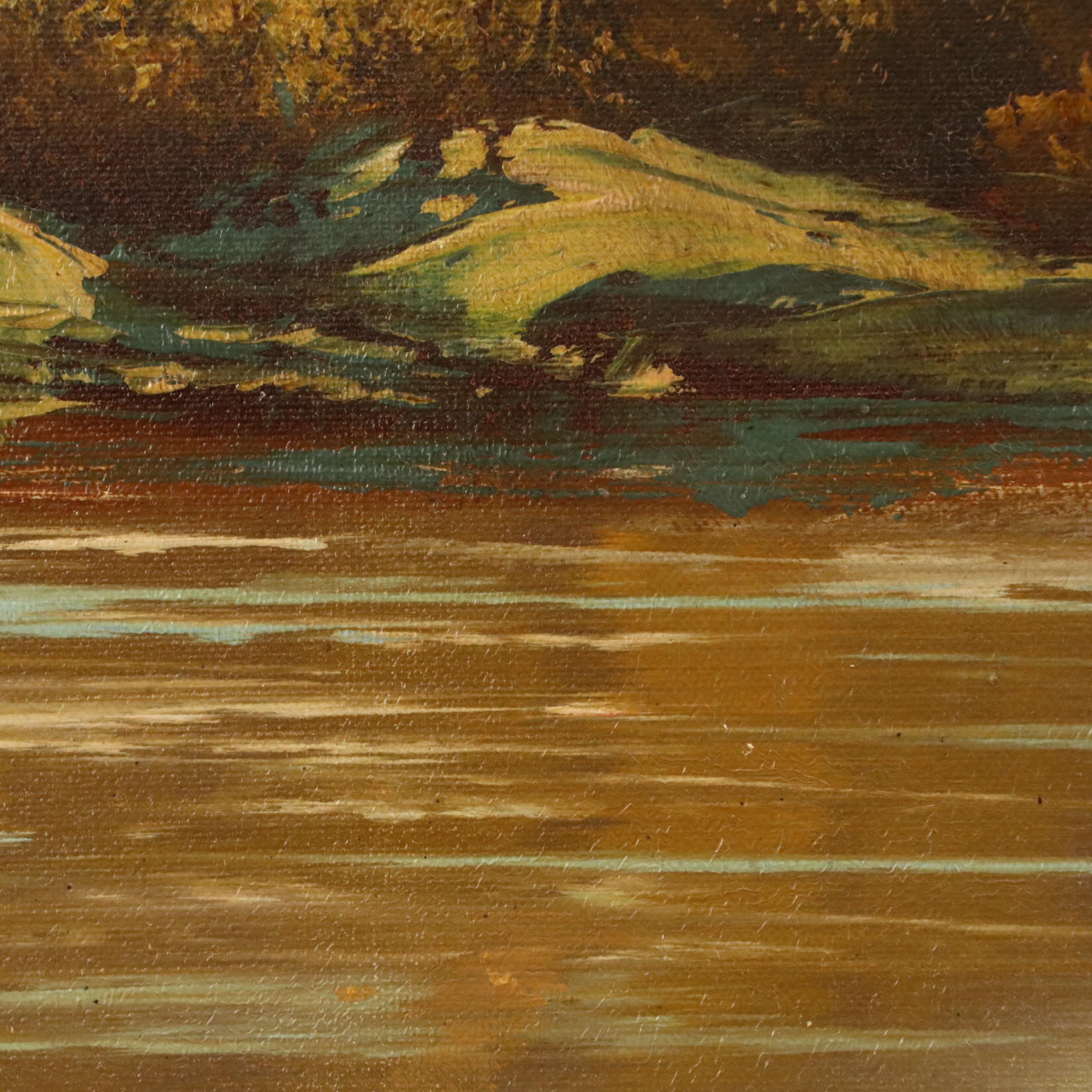 George Whitman Landscape of Forest Lake and Mountains