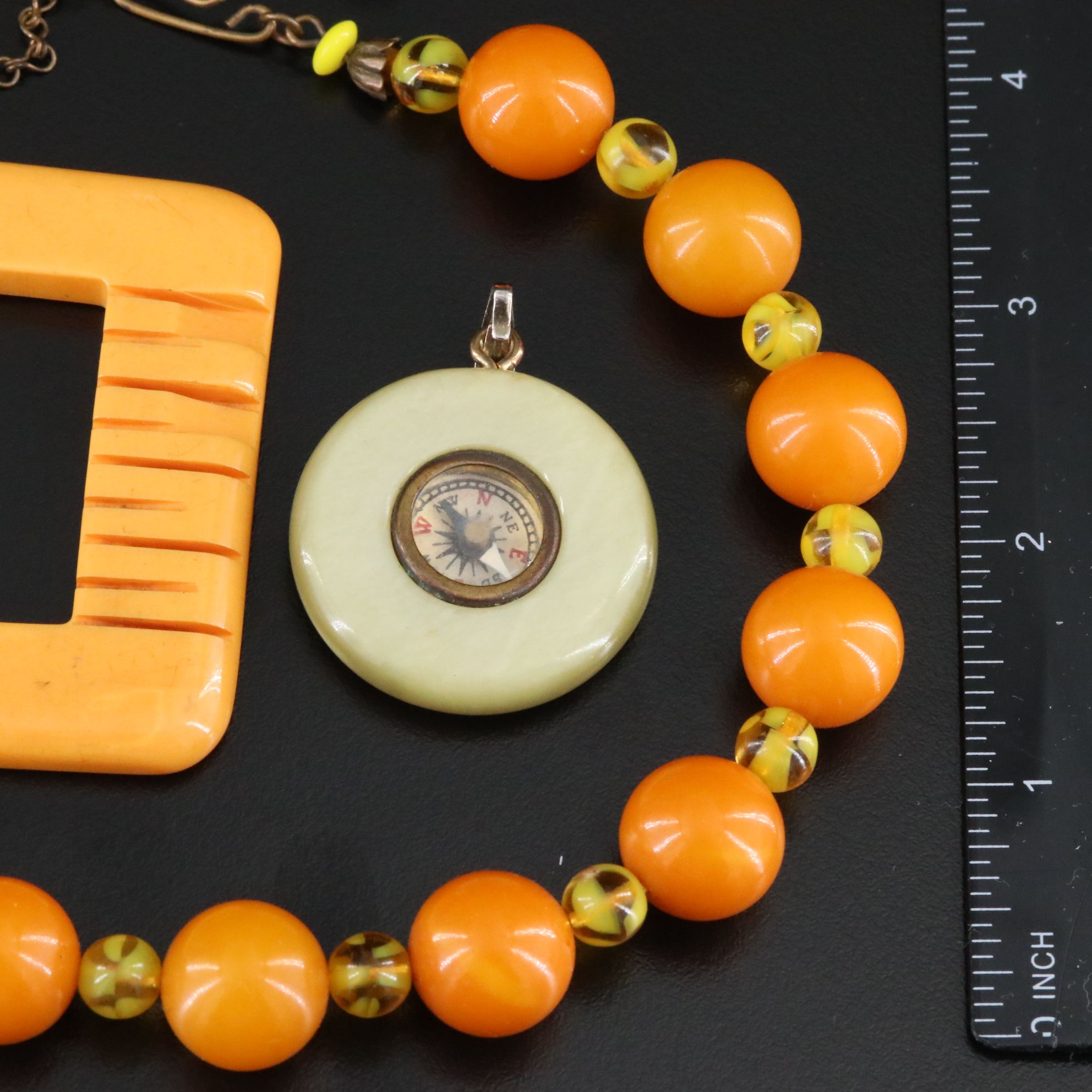 Early Plastic Jewelry Collection Including Bakelite and Celluloid