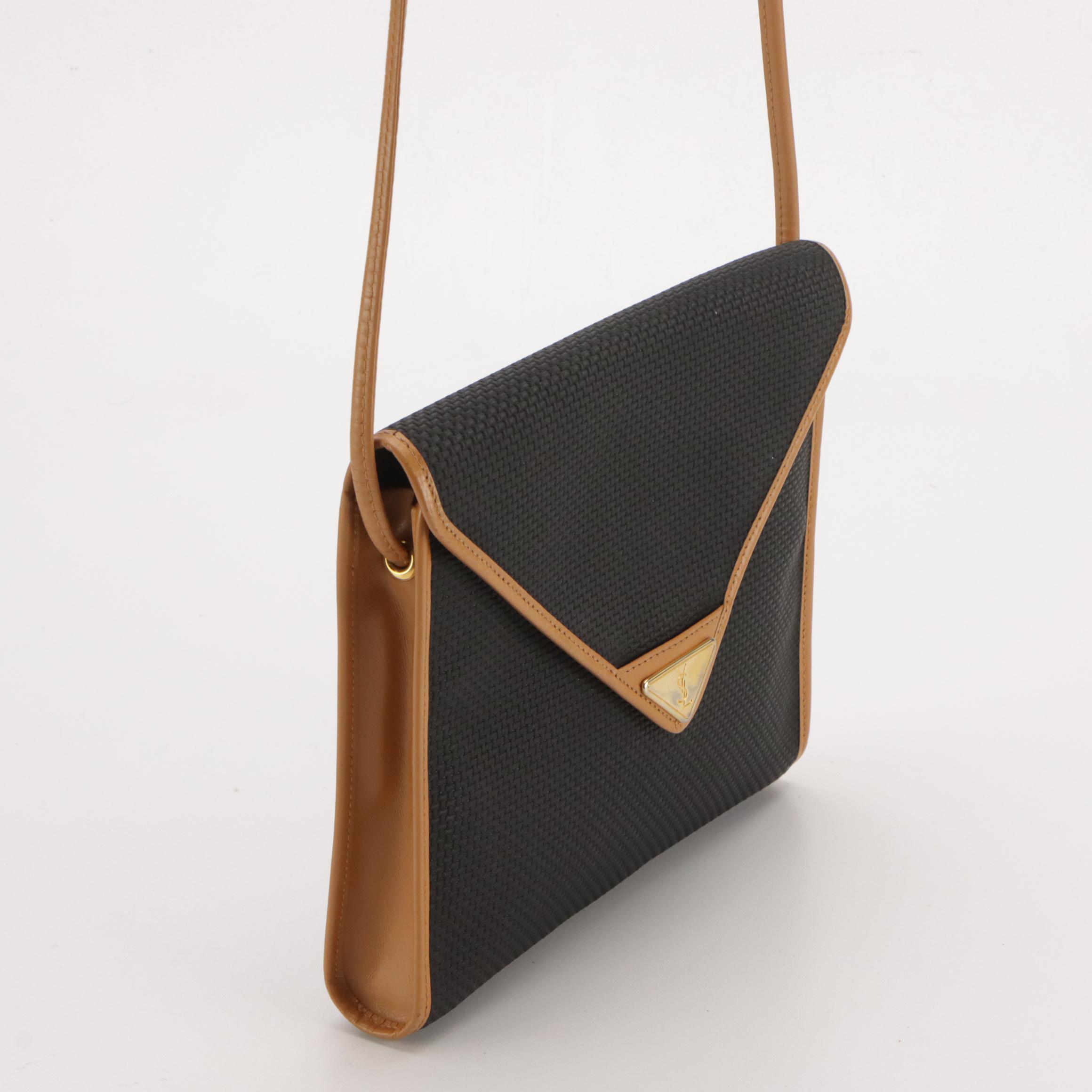 Yves Saint Laurent Envelope Flap Shoulder Bag in Textured Coated Canvas