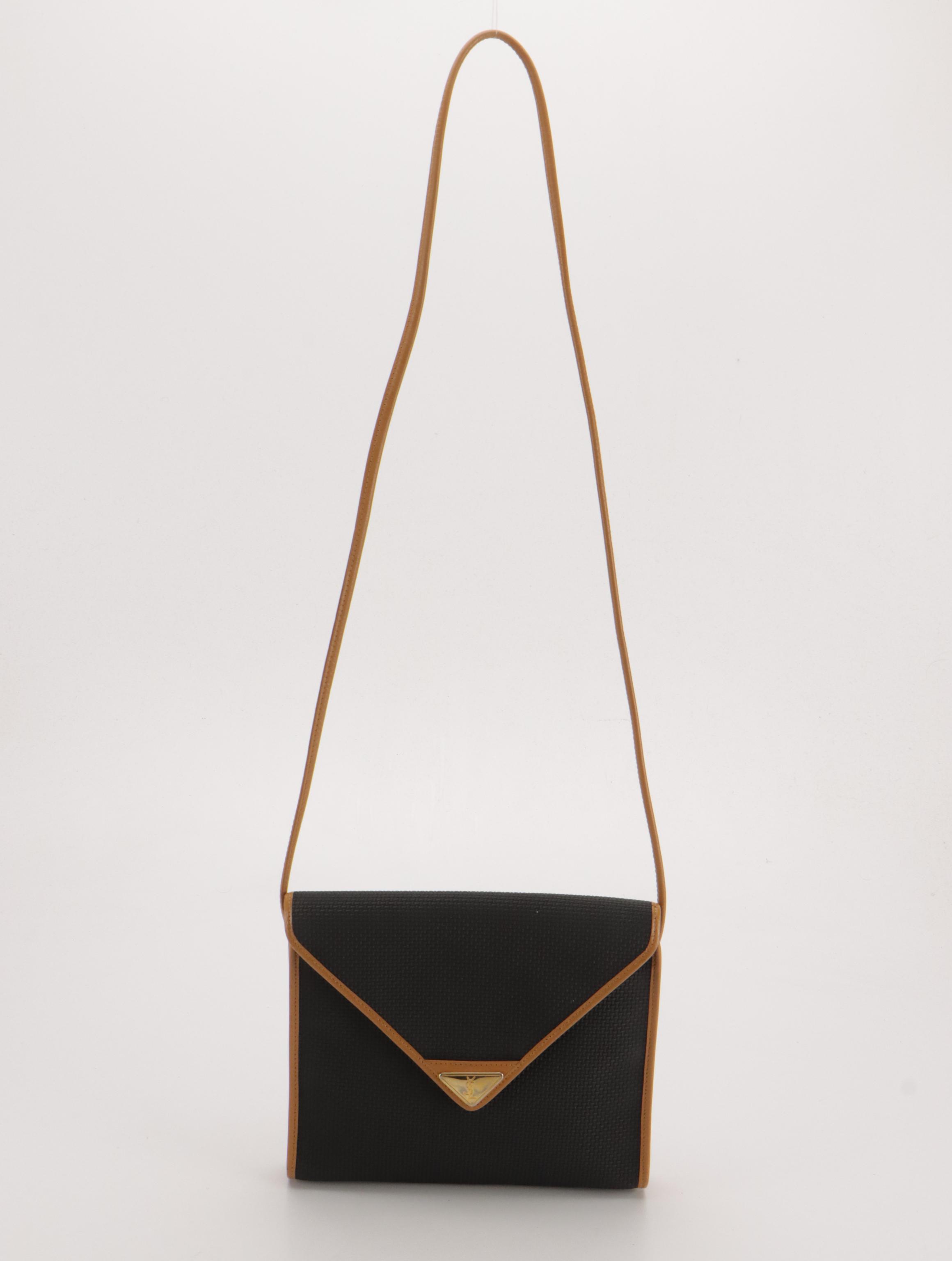 Yves Saint Laurent Envelope Flap Shoulder Bag in Textured Coated Canvas