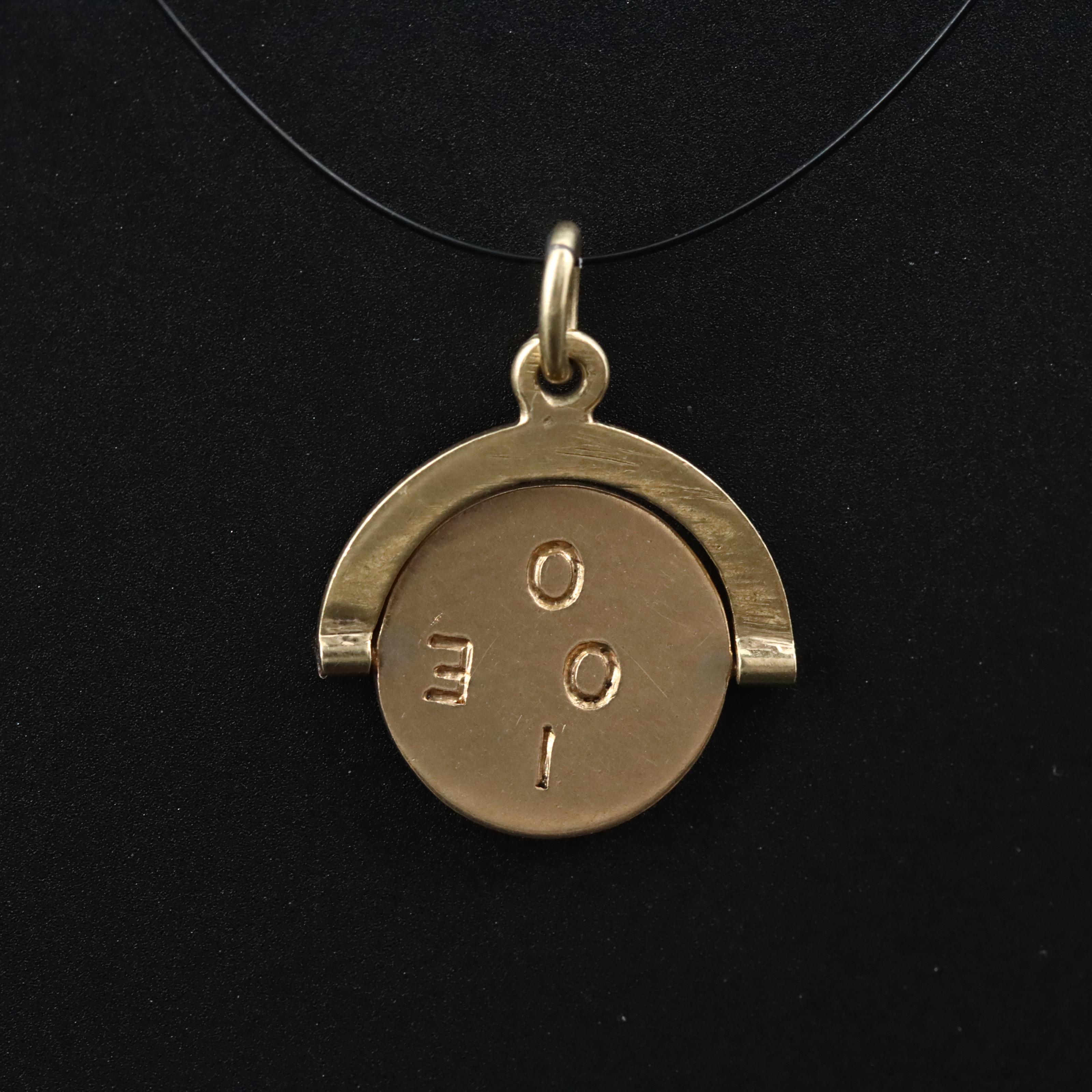 14K "I Love You" Thaumatrope Pendant