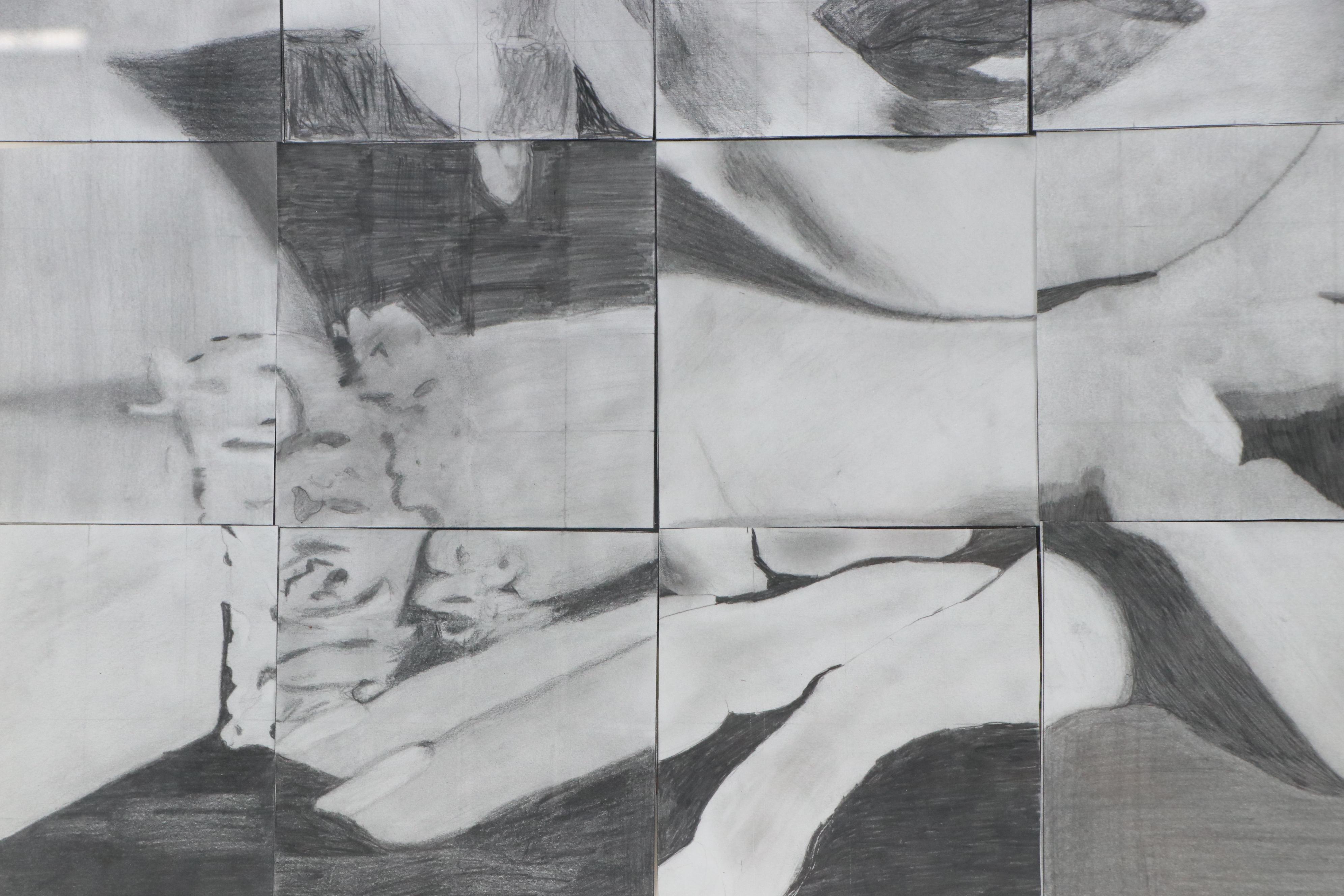 Collaged Graphite Portrait Drawing of Marilyn Monroe