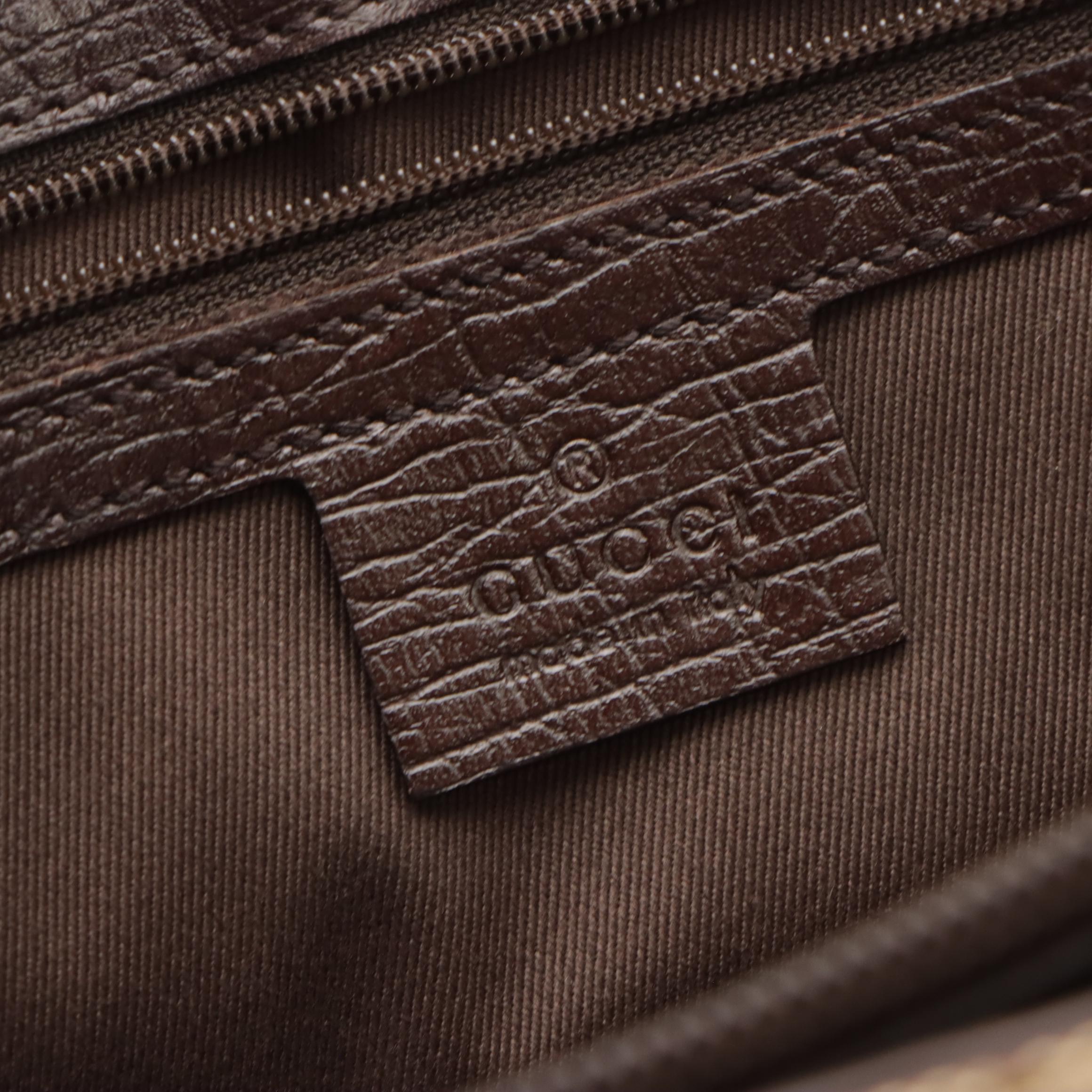 Gucci Bamboo GG Canvas and Textured Leather Tote