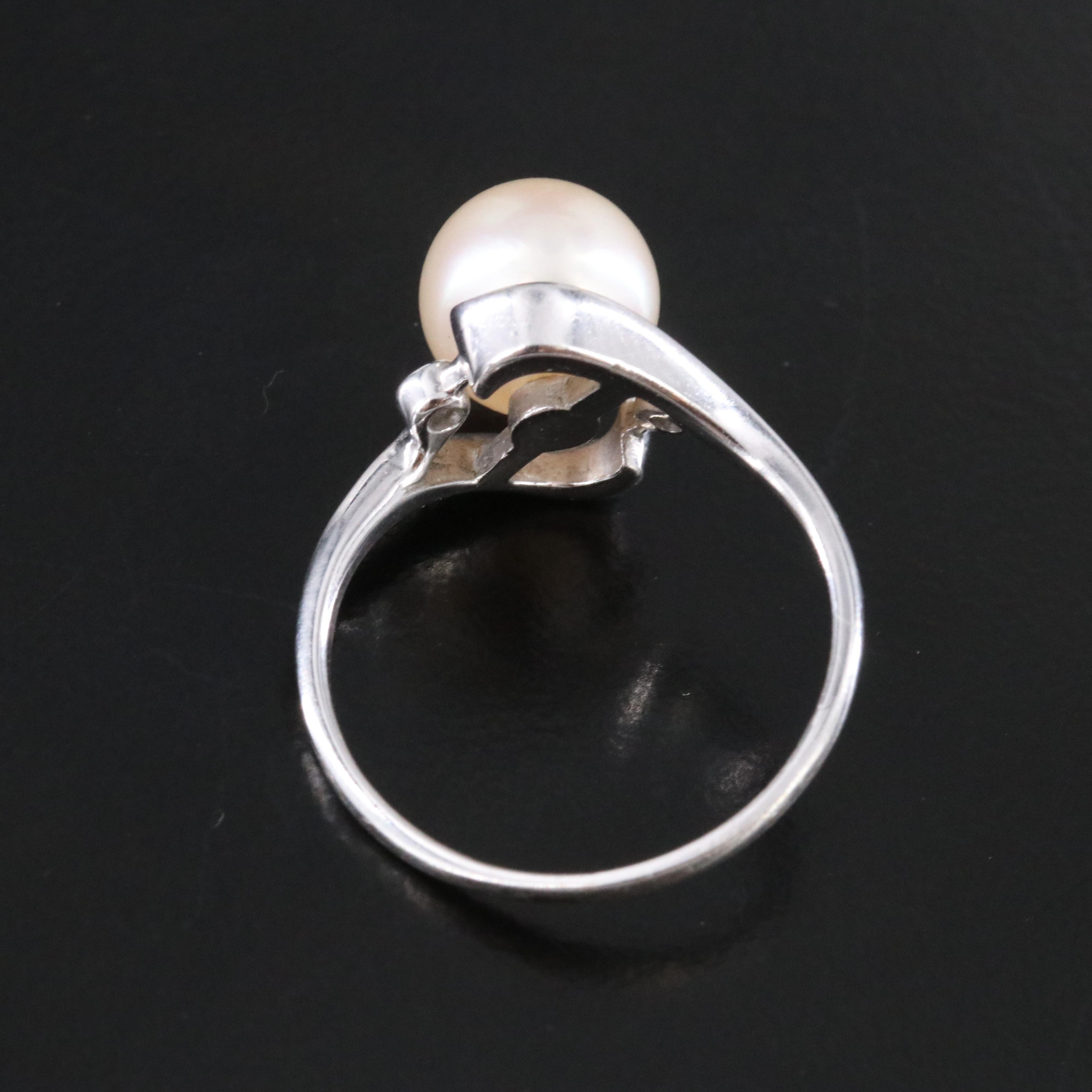 Mikimoto 14K Pearl and Diamond Ring