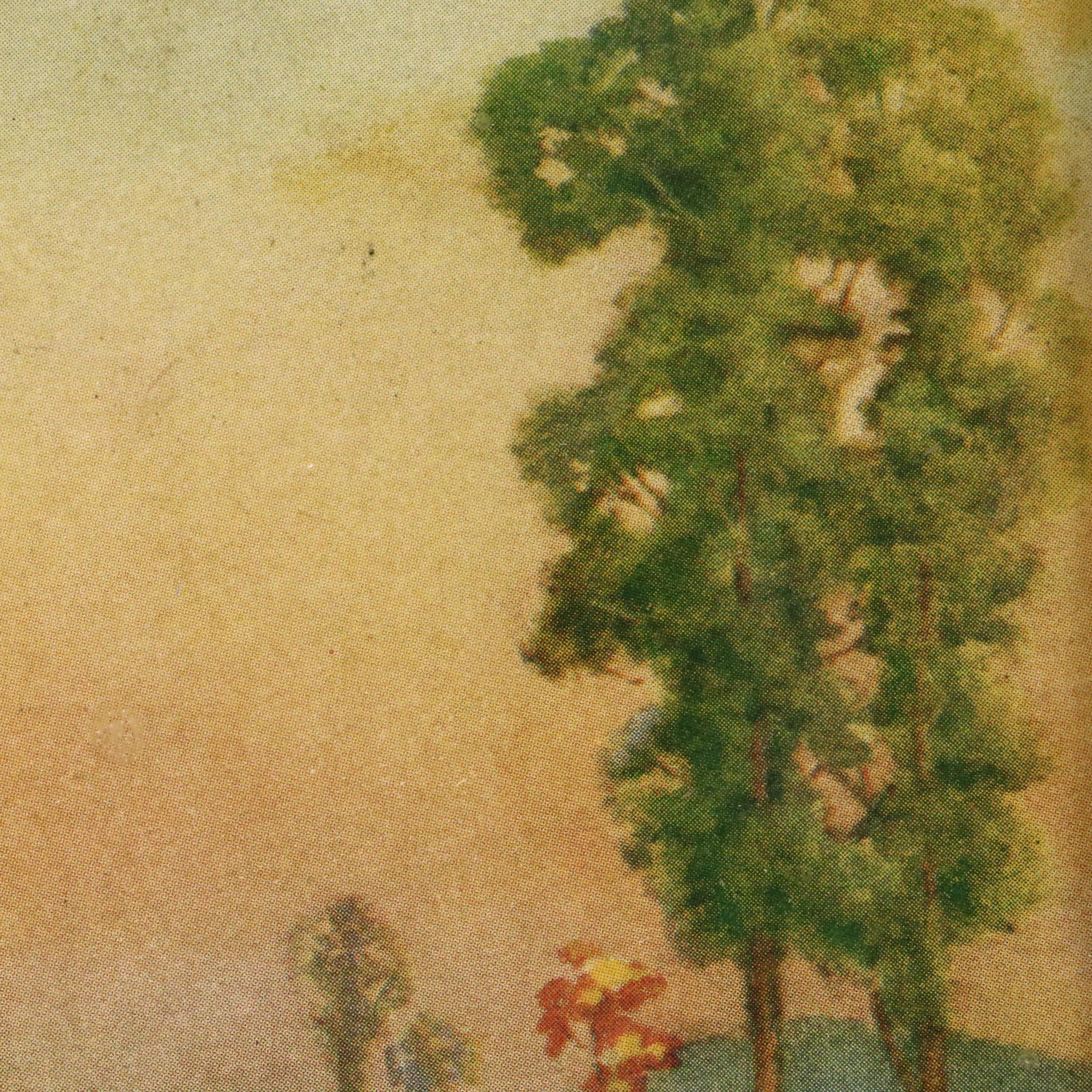 Offset Lithograph of Hunter Checking on Hunting Dogs, Early to Mid-20th C.