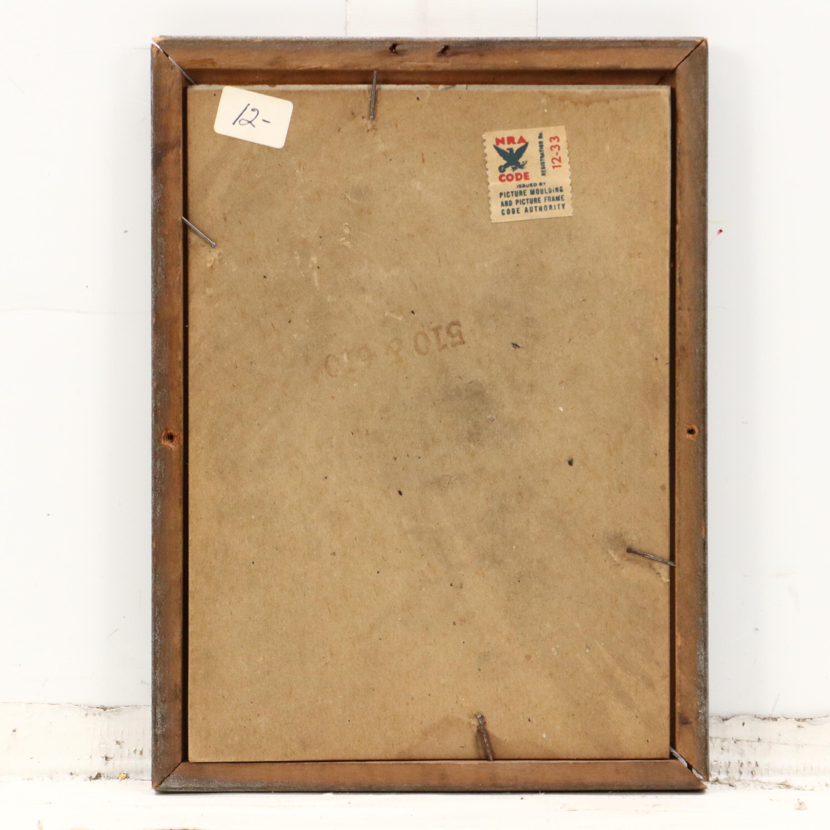 Offset Lithograph of Hunter Checking on Hunting Dogs, Early to Mid-20th C.