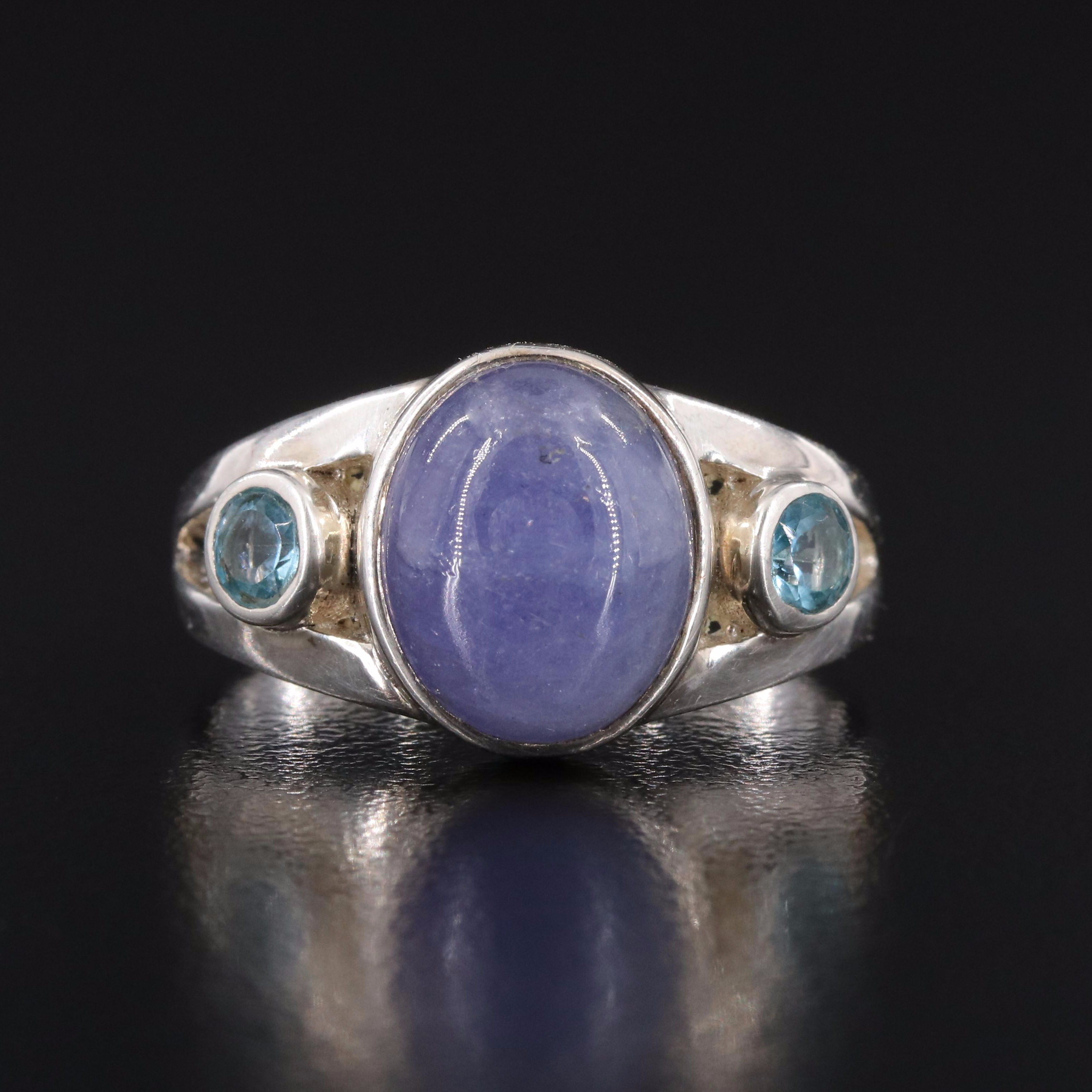 Sterling Tanzanite and Topaz Ring