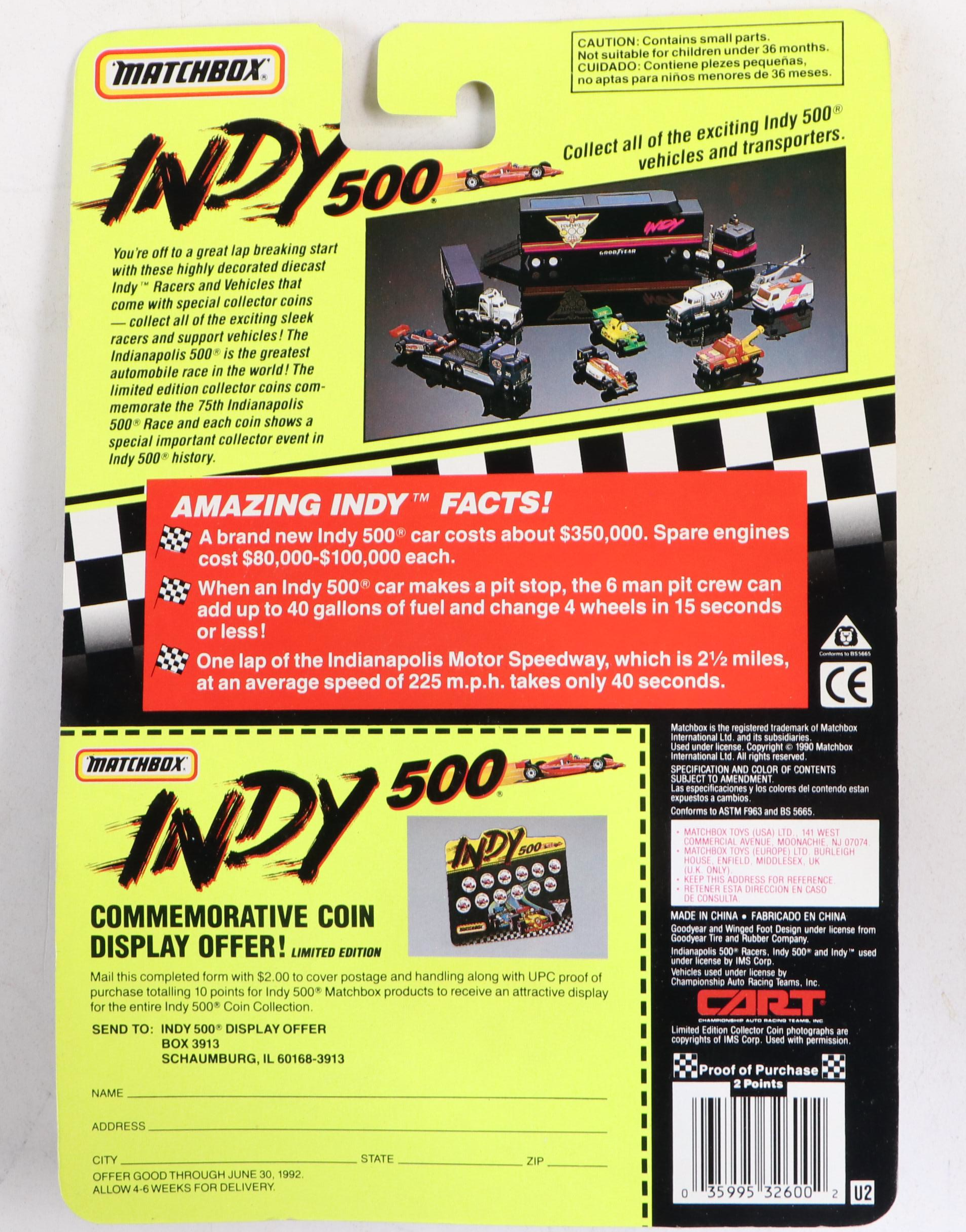 Matchbox Indy 500 Series Diecast Vehicles, 1990s