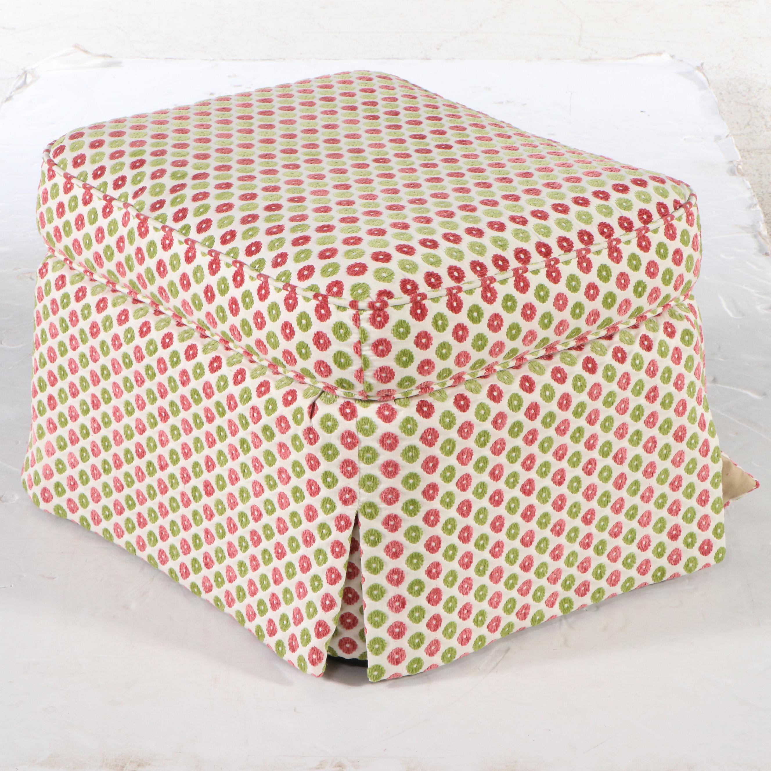 Chenille Upholstered and Skirted Ottoman