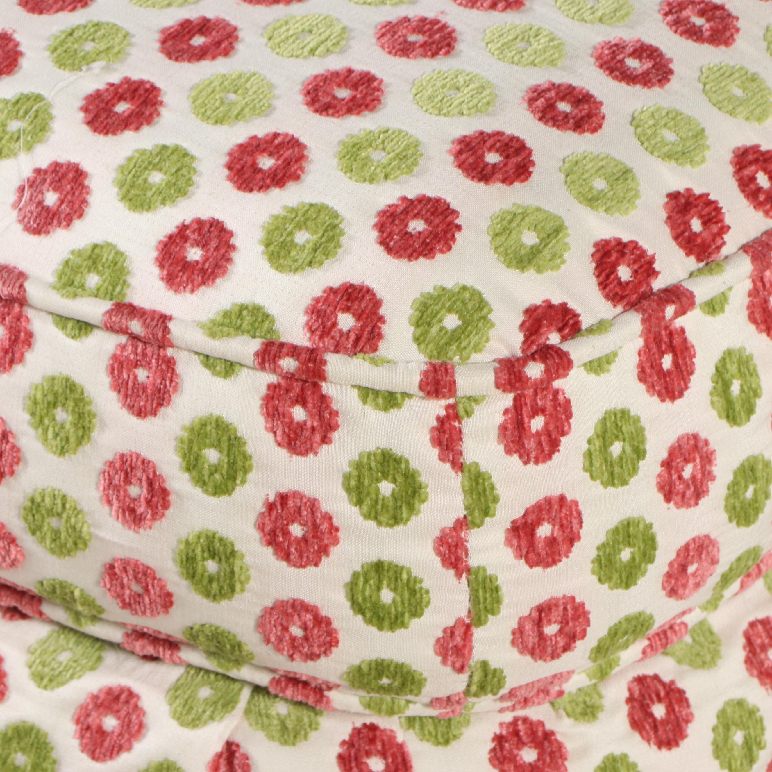 Chenille Upholstered and Skirted Ottoman