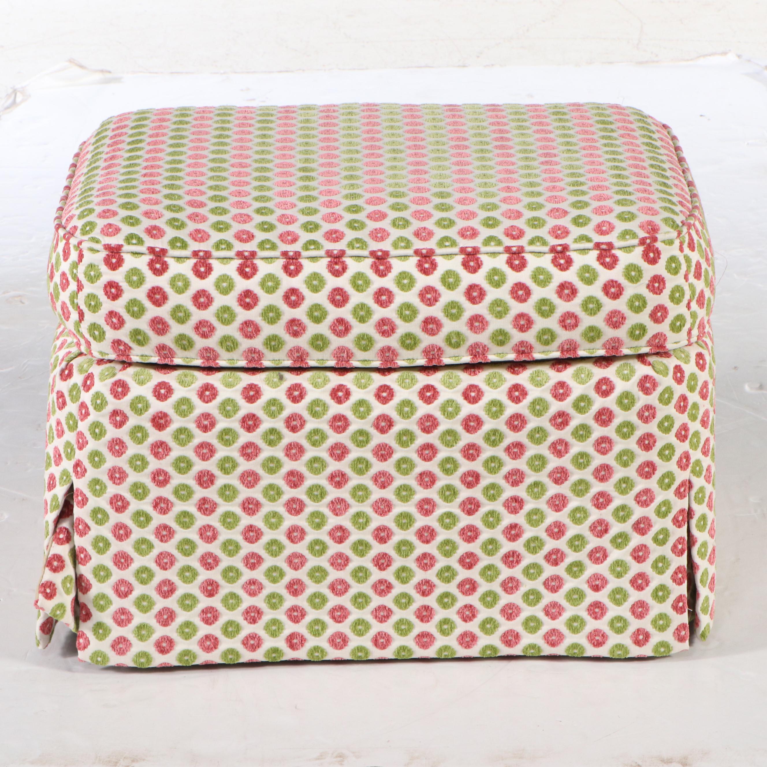 Chenille Upholstered and Skirted Ottoman