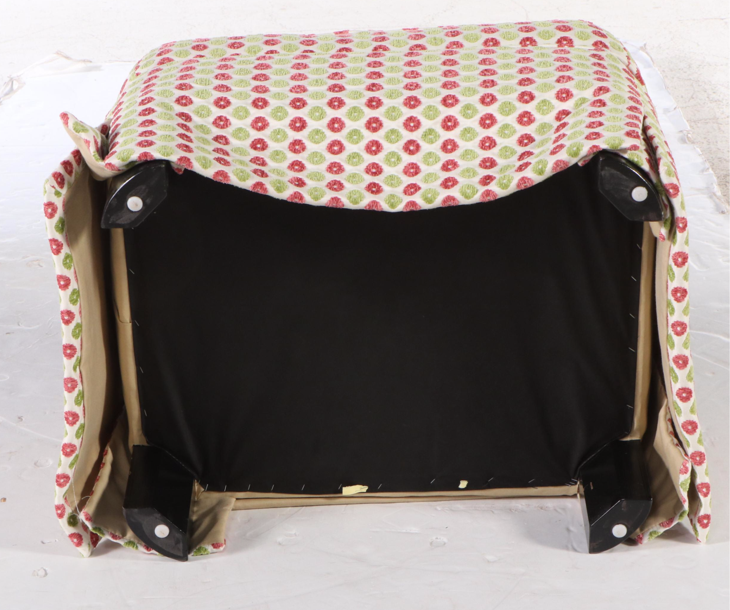 Chenille Upholstered and Skirted Ottoman