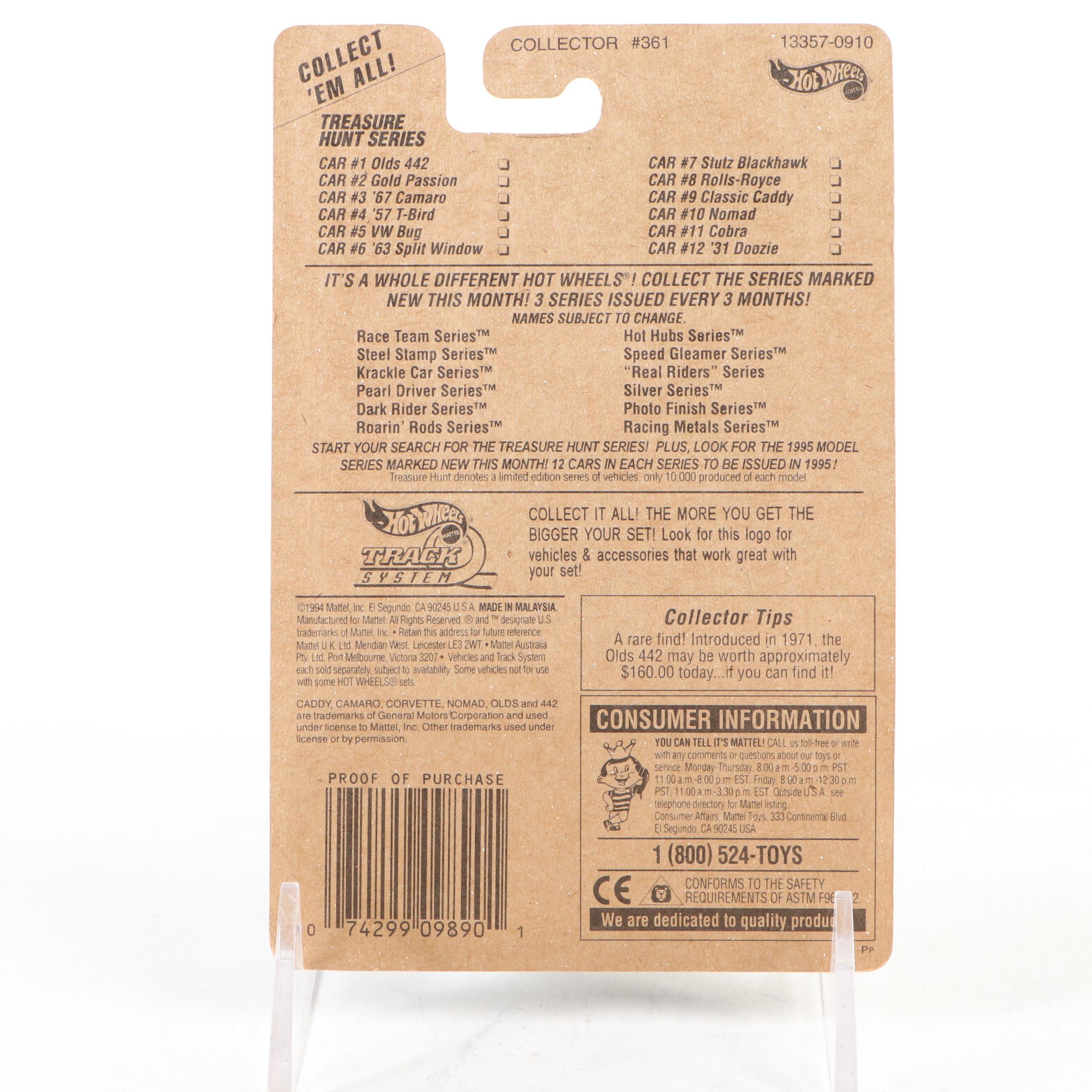 Hot Wheels by Mattel Treasure Hunt Series "Classic Caddy" Diecast Car, 1994