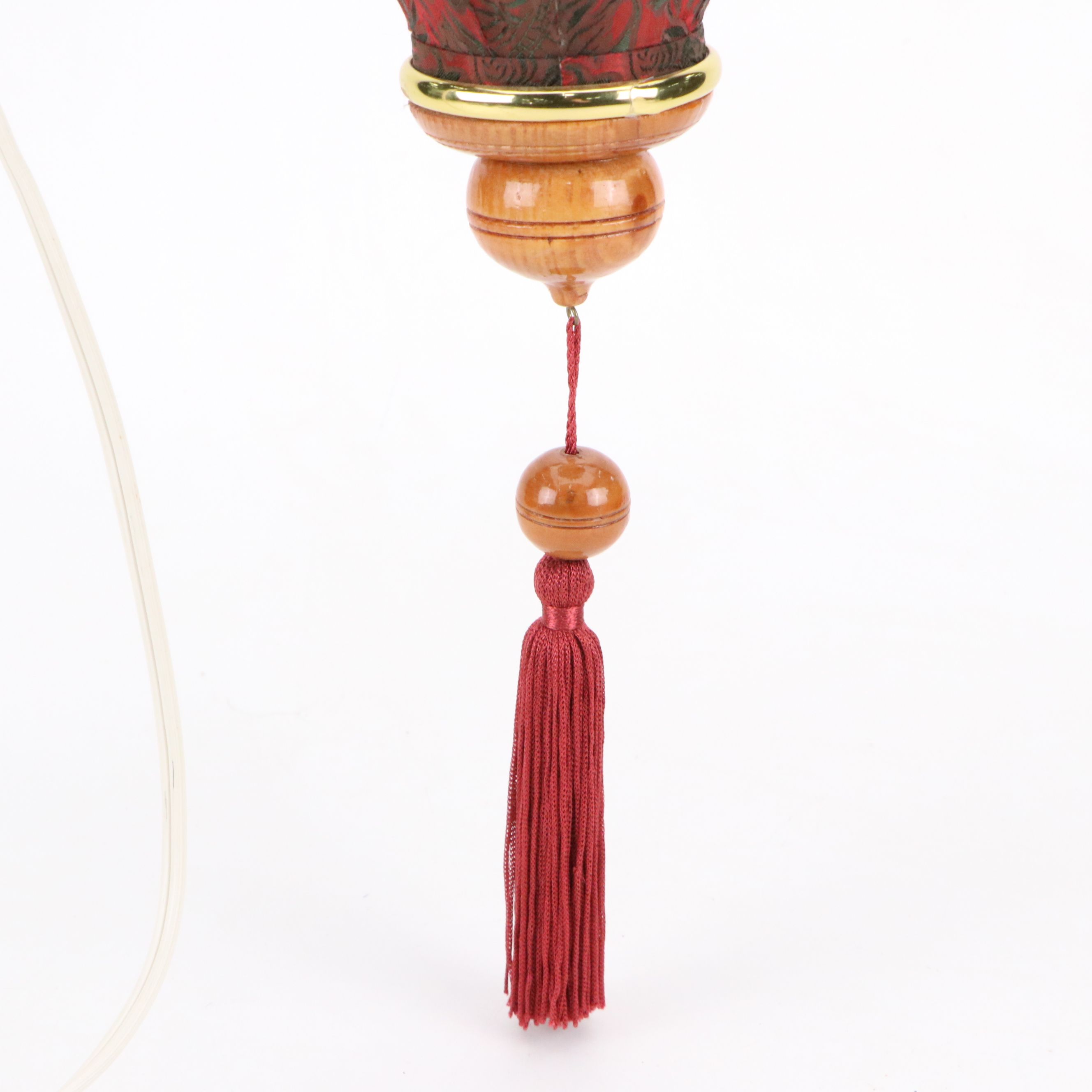 Chinoiserie Fabric Balloon Pendant Lamp, Bohemian Glass Candle Lantern