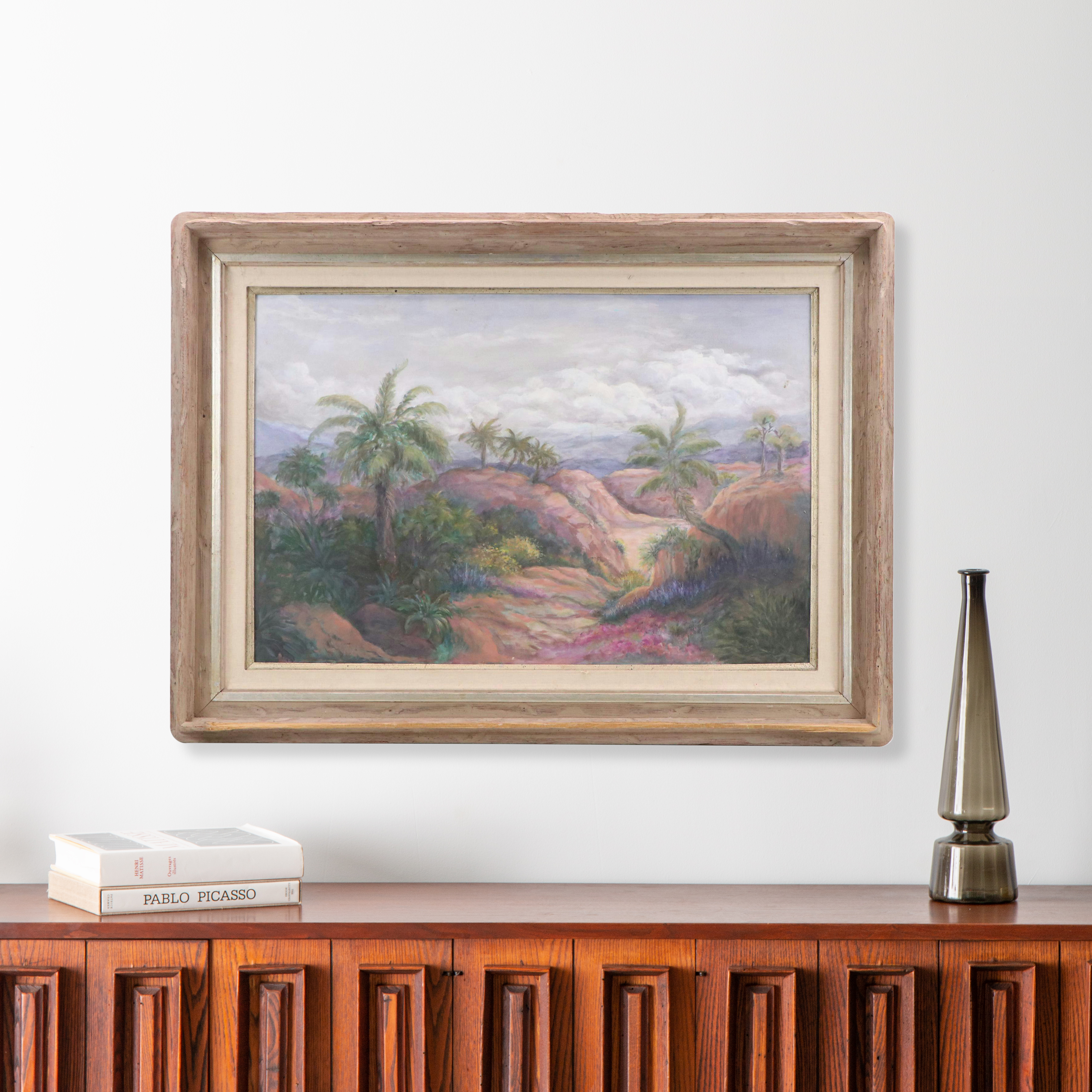 Stormy Tropical Landscape Oil Painting, Circa 1970