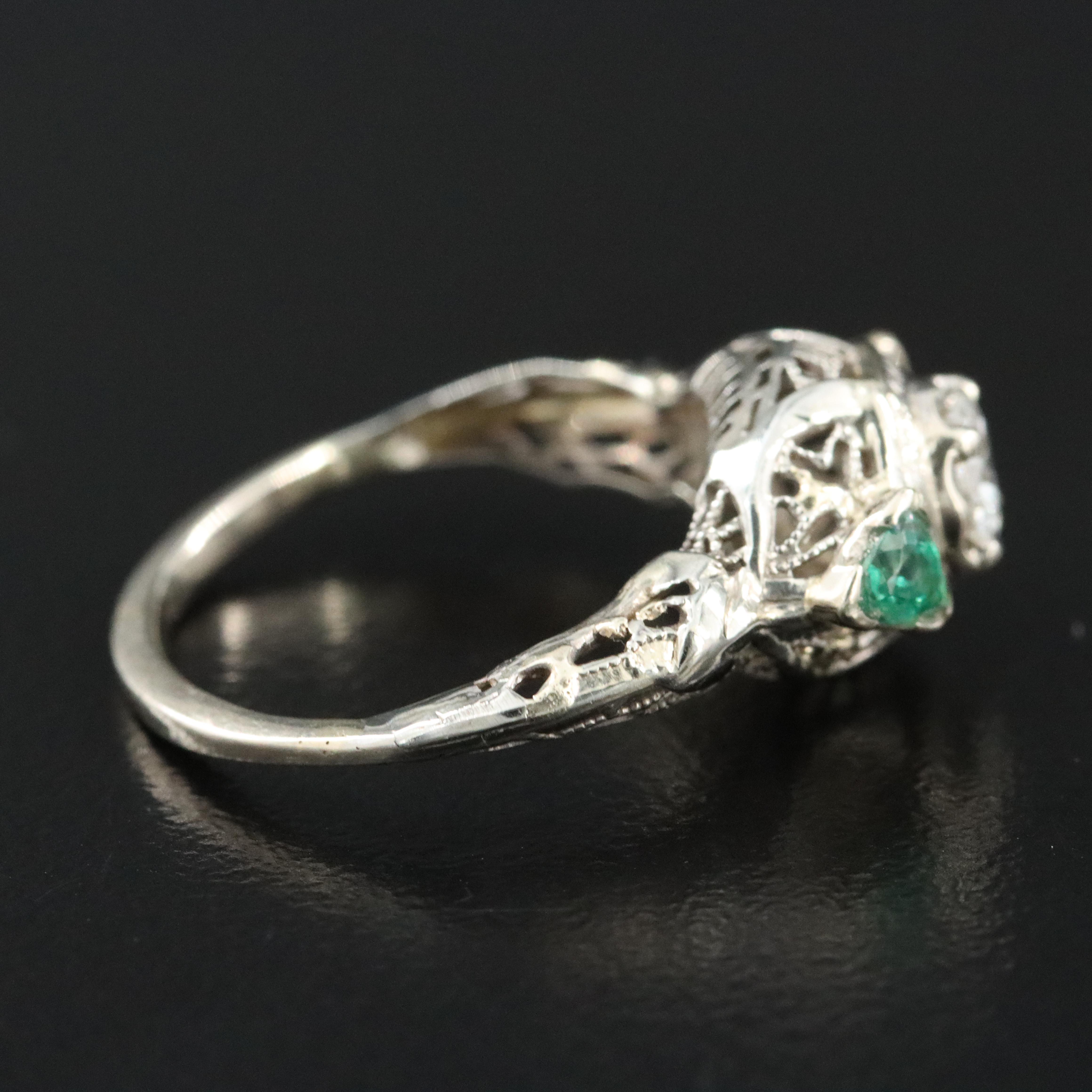 Vintage 14K and 18K Diamond and Tourmaline Ring