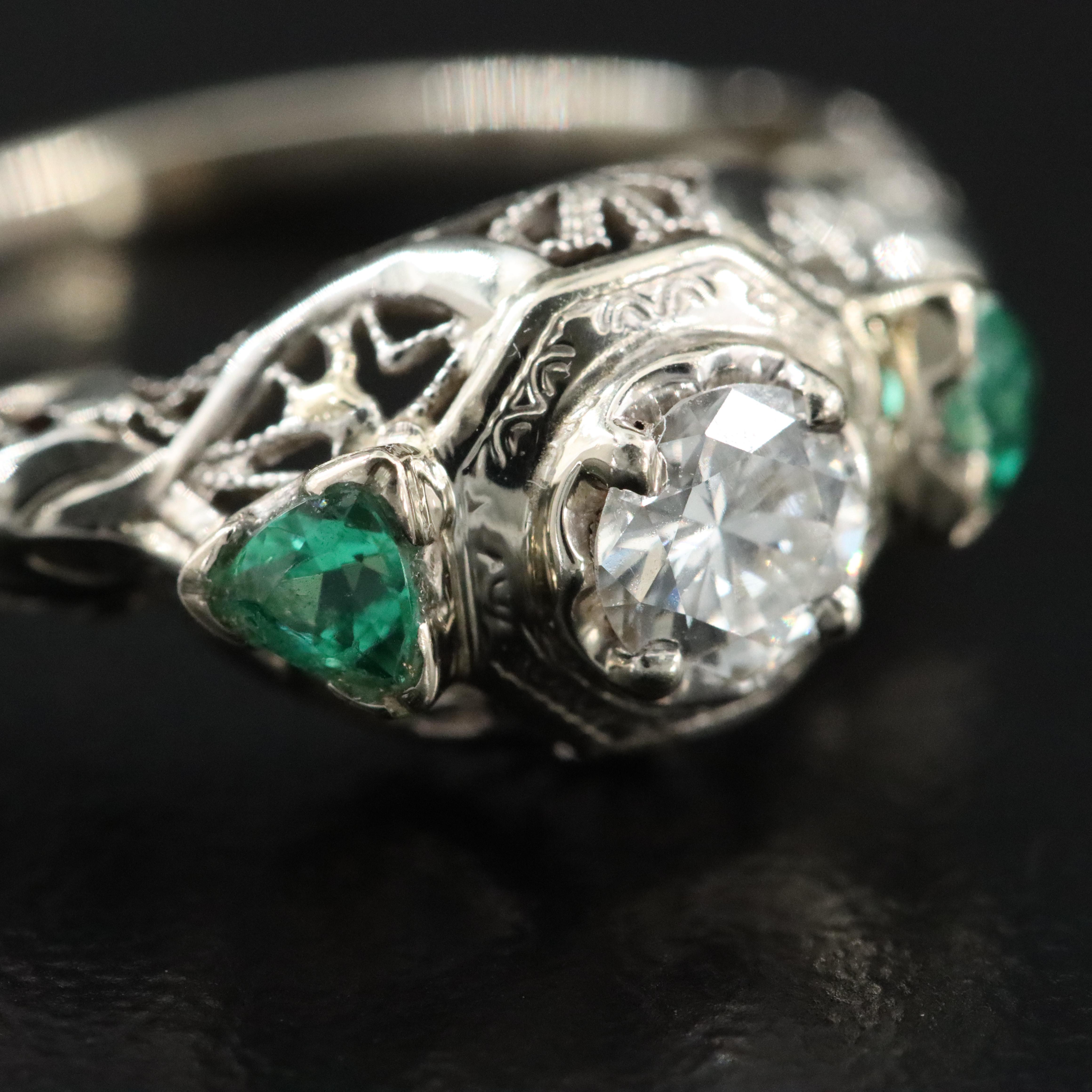 Vintage 14K and 18K Diamond and Tourmaline Ring