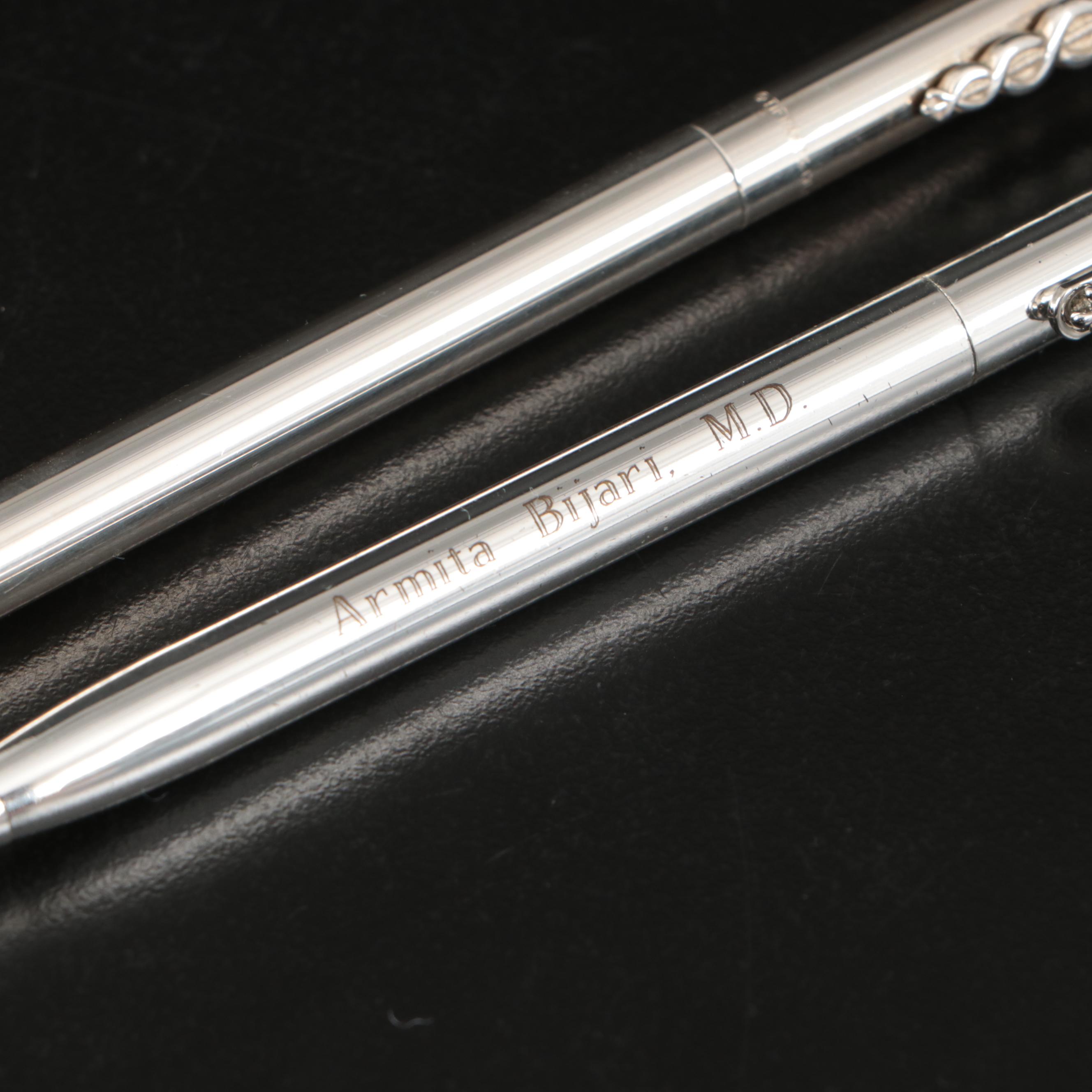 Tiffany & Co. Sterling with Other Caduceus Ballpoint Pens with Key Ring