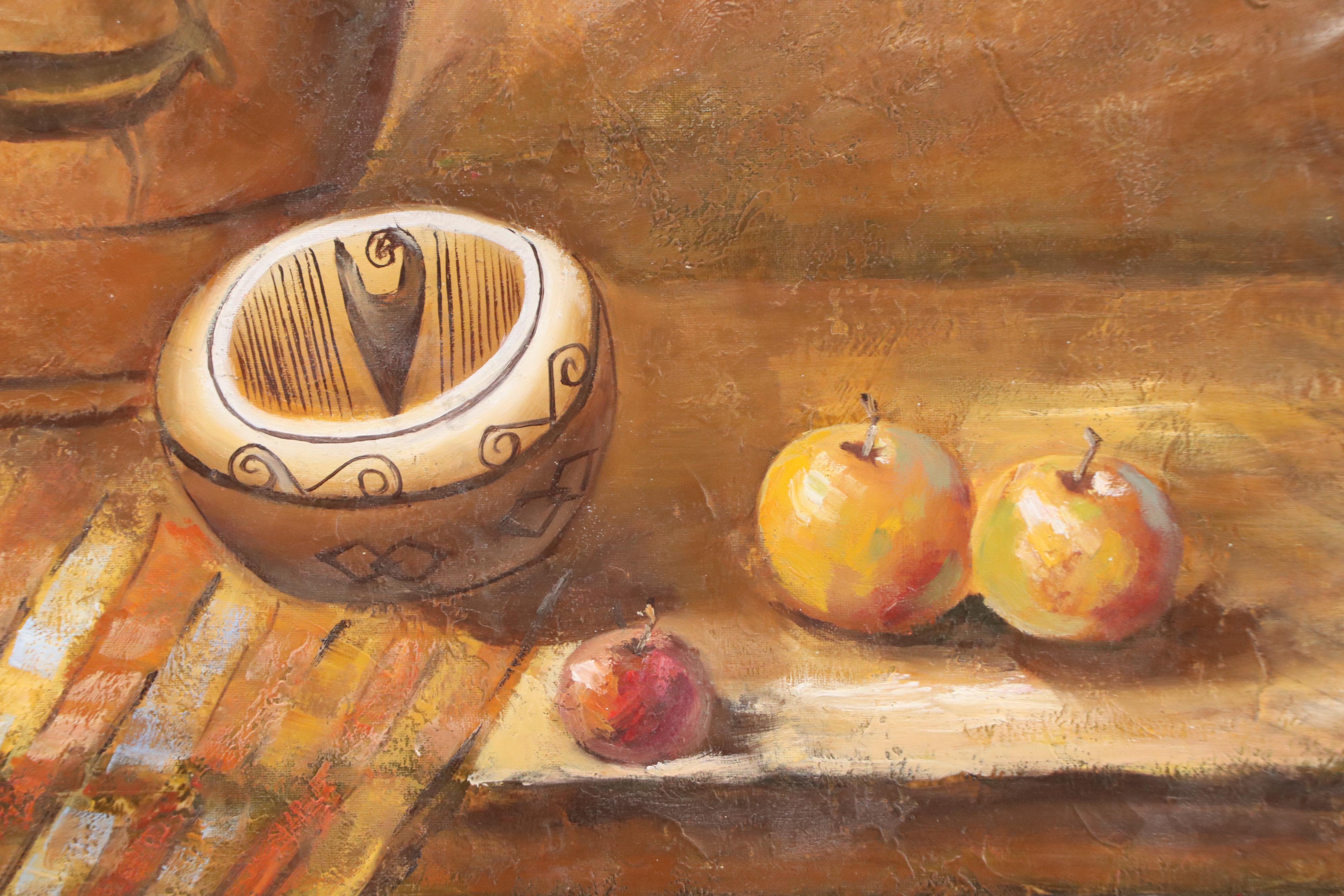 S. Weston Acrylic Painting of Still Life With Indigenous Pottery