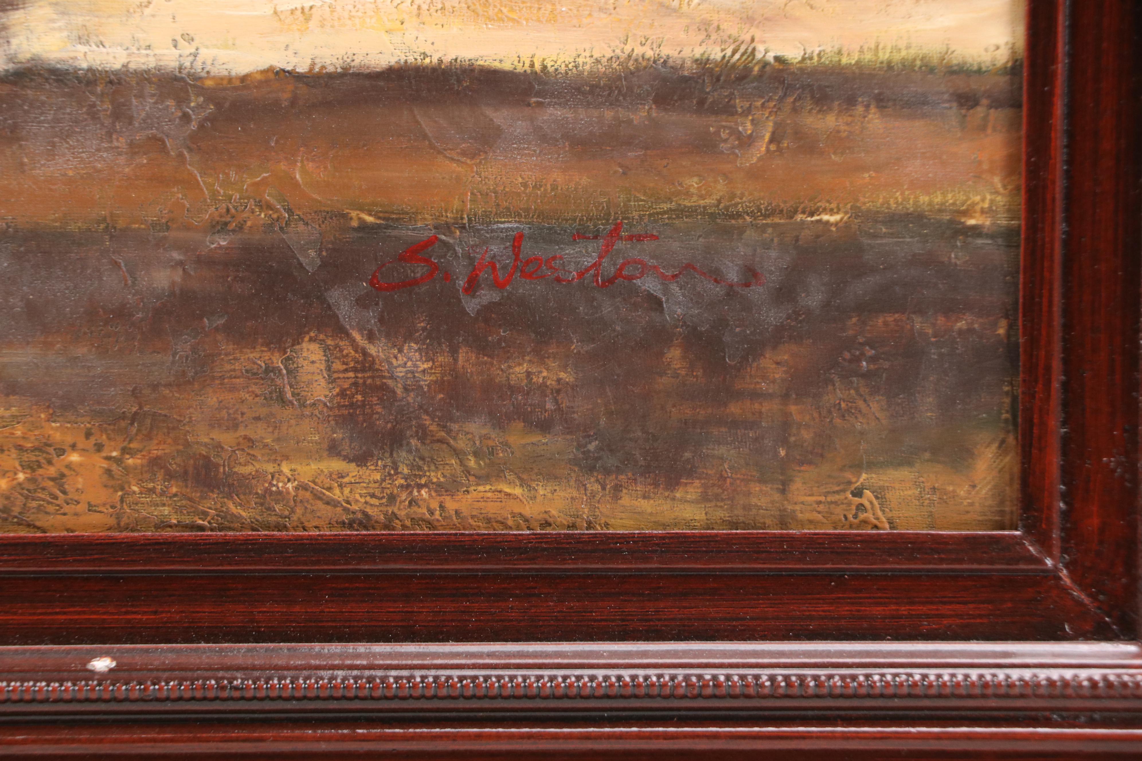 S. Weston Acrylic Painting of Still Life With Indigenous Pottery