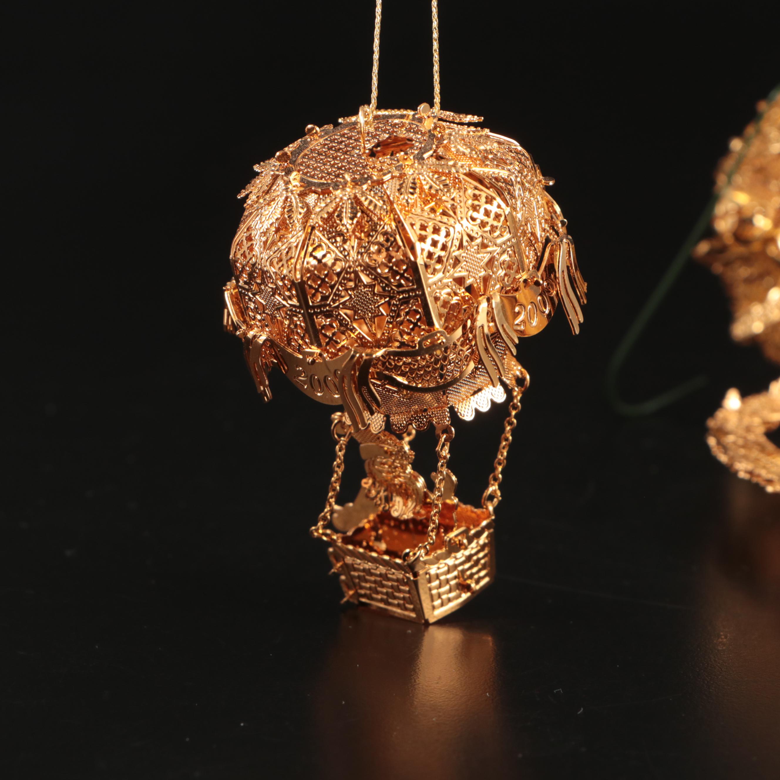 The Danbury Mint Millennium 2000 Gold Christmas Ornaments