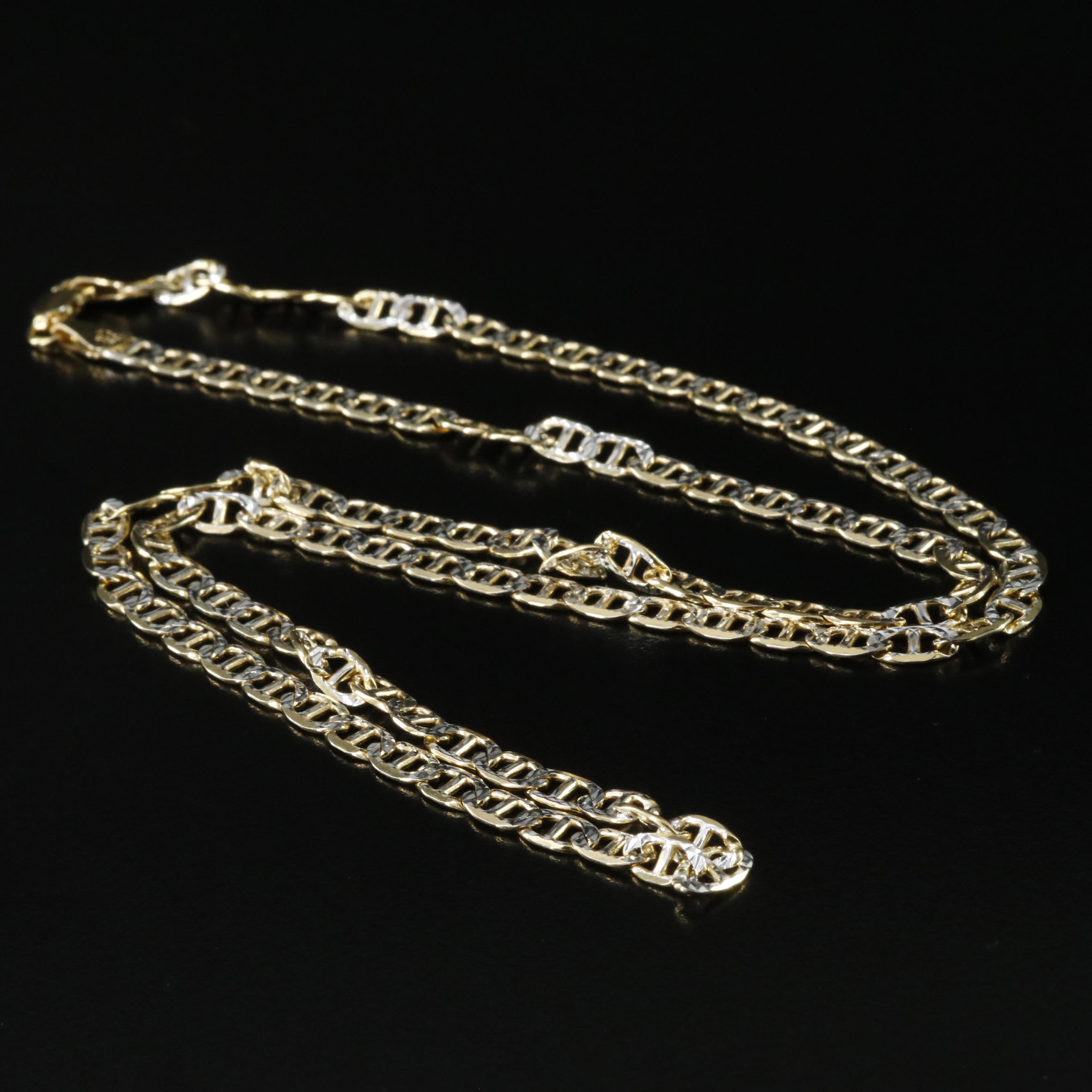 Sterling Two-Tone Mariner Link Necklace