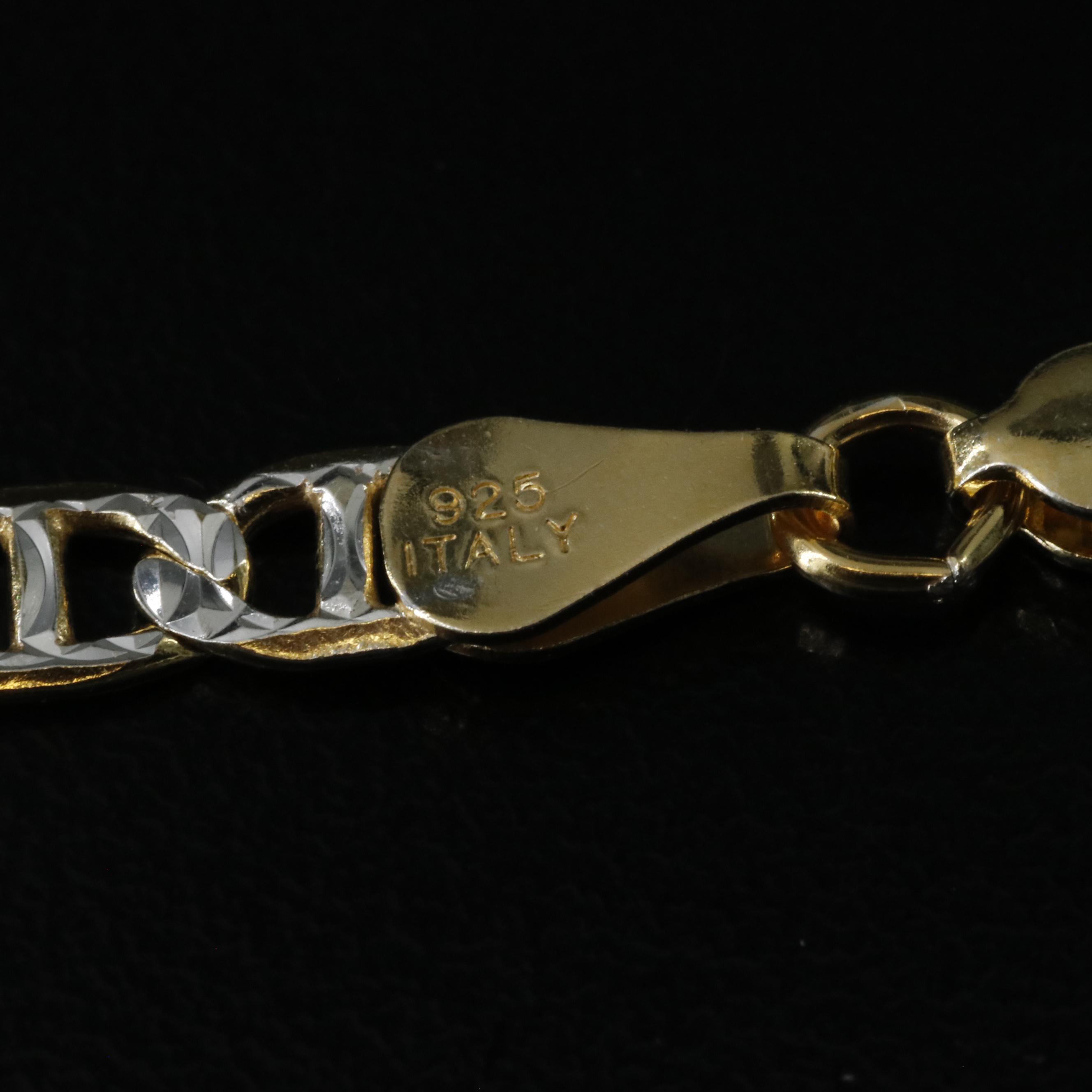 Sterling Two-Tone Mariner Link Necklace