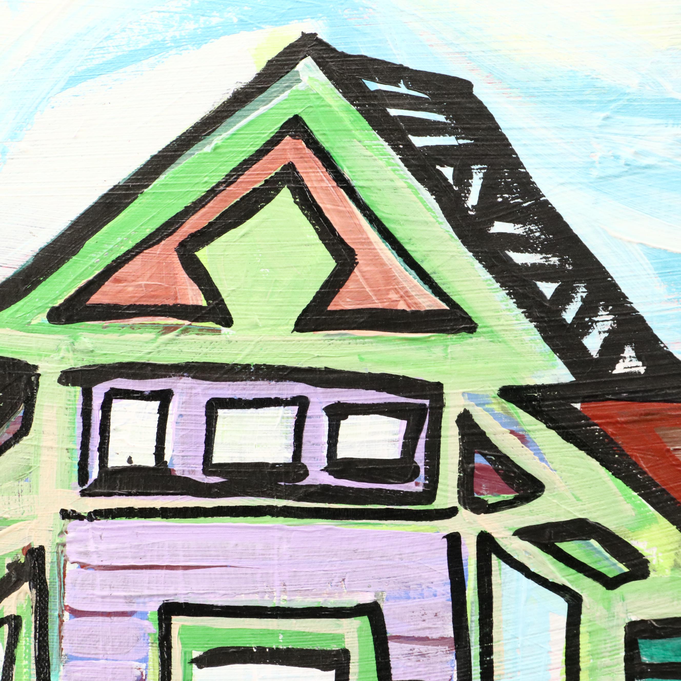 Majeed Stylized Acrylic Painting of Purple House, 2019