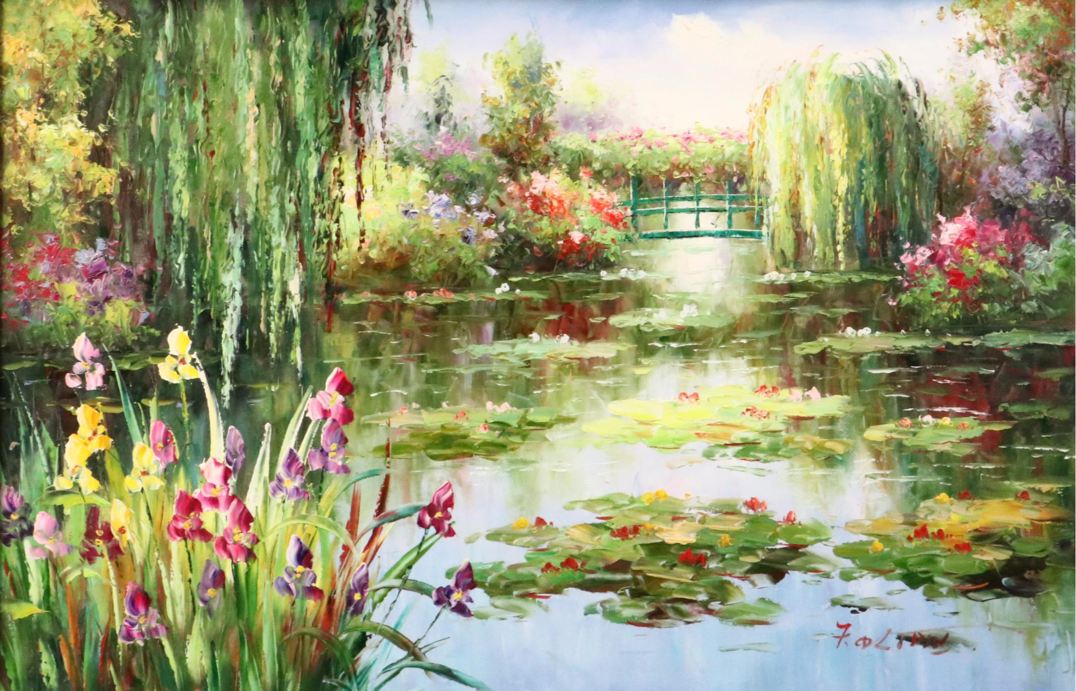 Impasto Landscape Oil Painting in the Style of Claude Monet "Water Lilies"