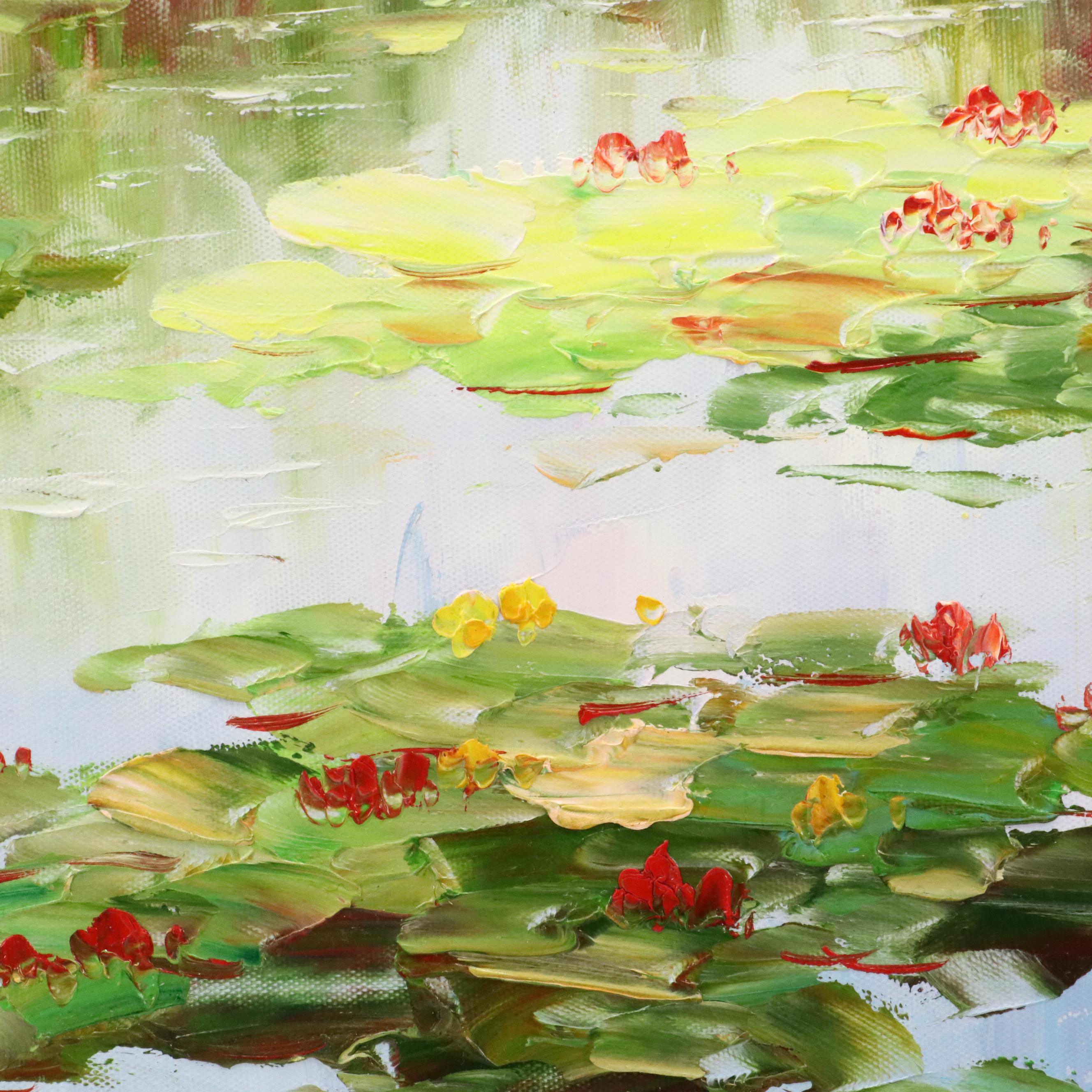 Impasto Landscape Oil Painting in the Style of Claude Monet "Water Lilies"