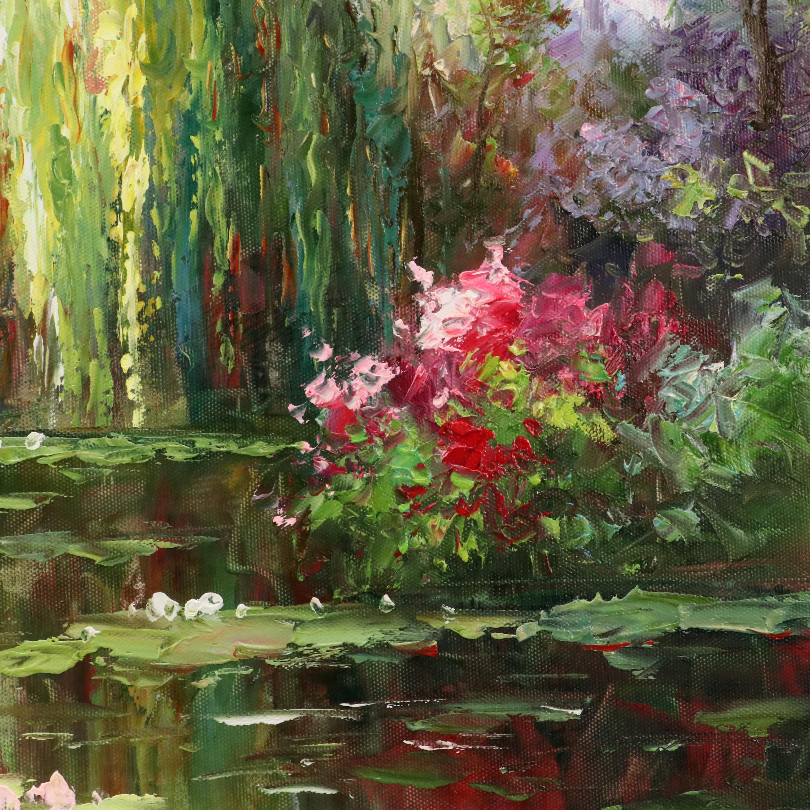 Impasto Landscape Oil Painting in the Style of Claude Monet "Water Lilies"