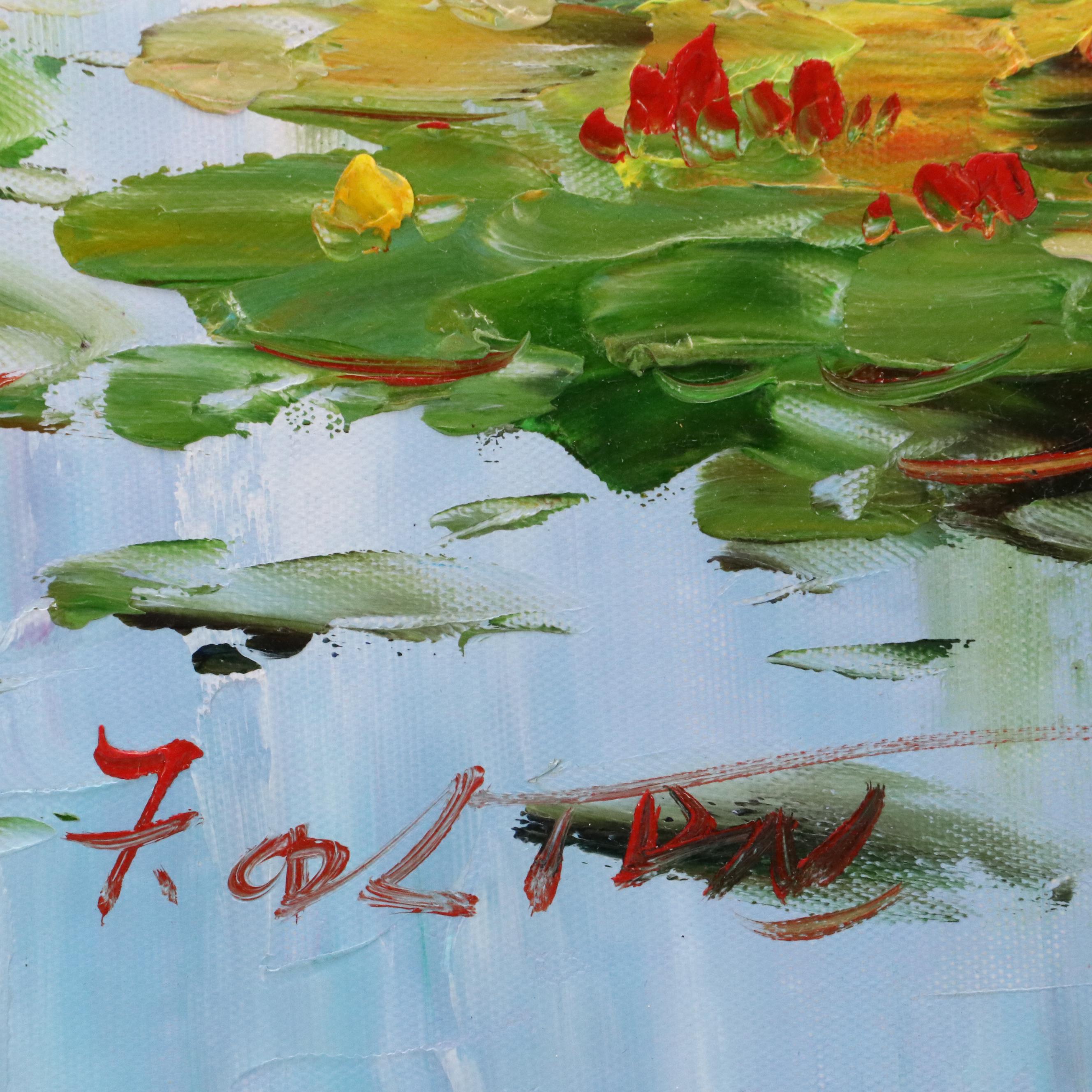 Impasto Landscape Oil Painting in the Style of Claude Monet "Water Lilies"