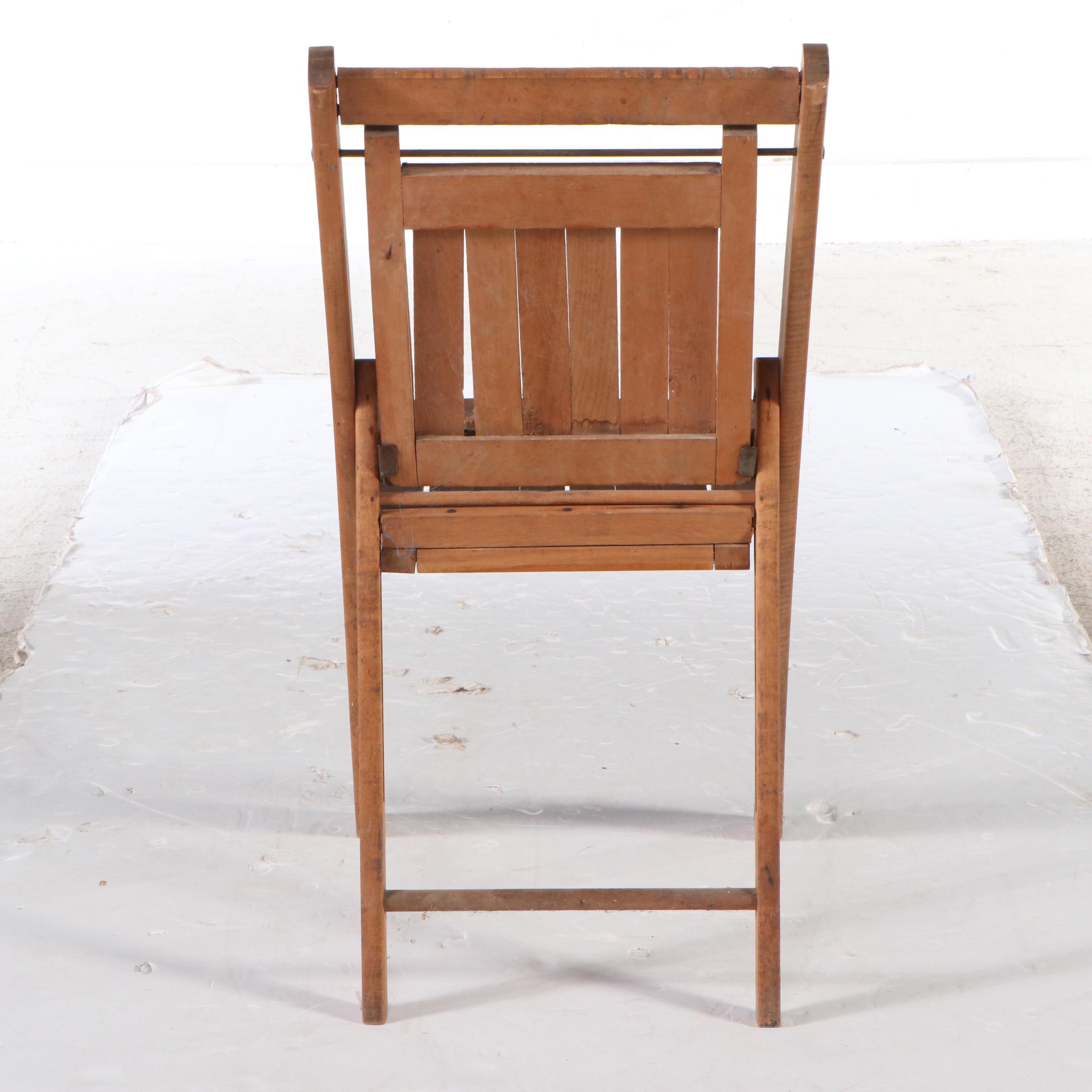 Vintage Slat Back Wooden Folding Chair