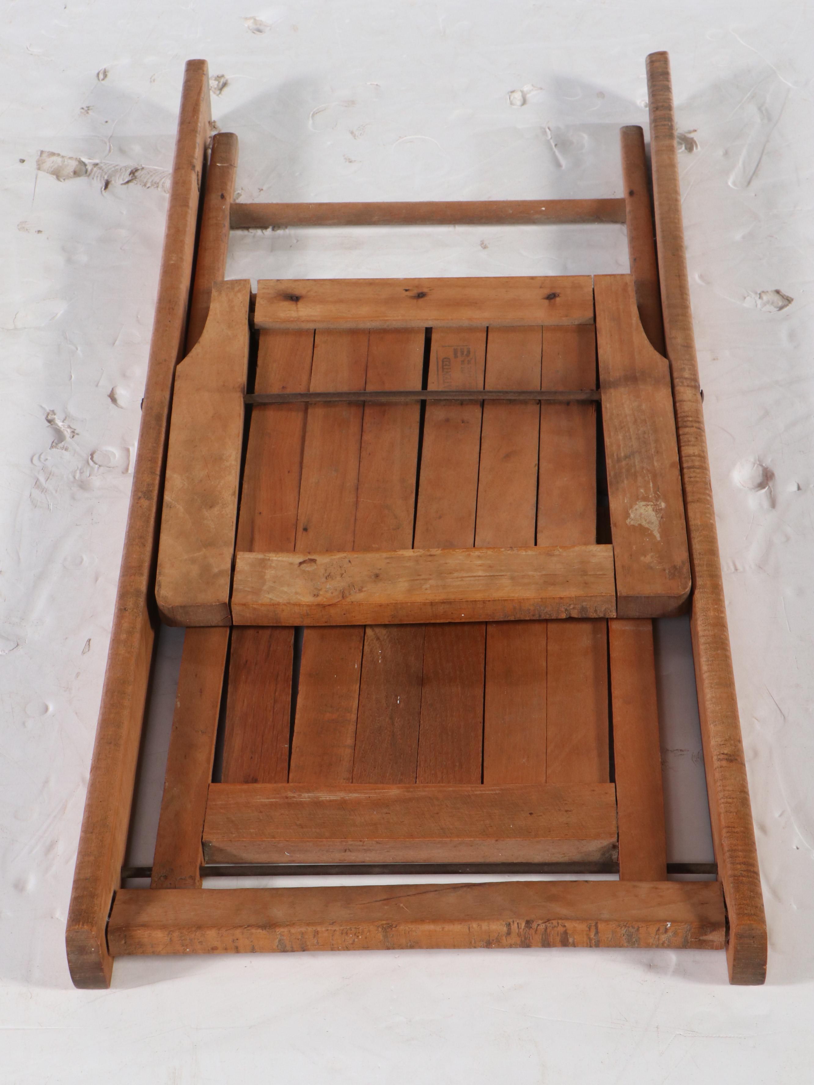 Vintage Slat Back Wooden Folding Chair