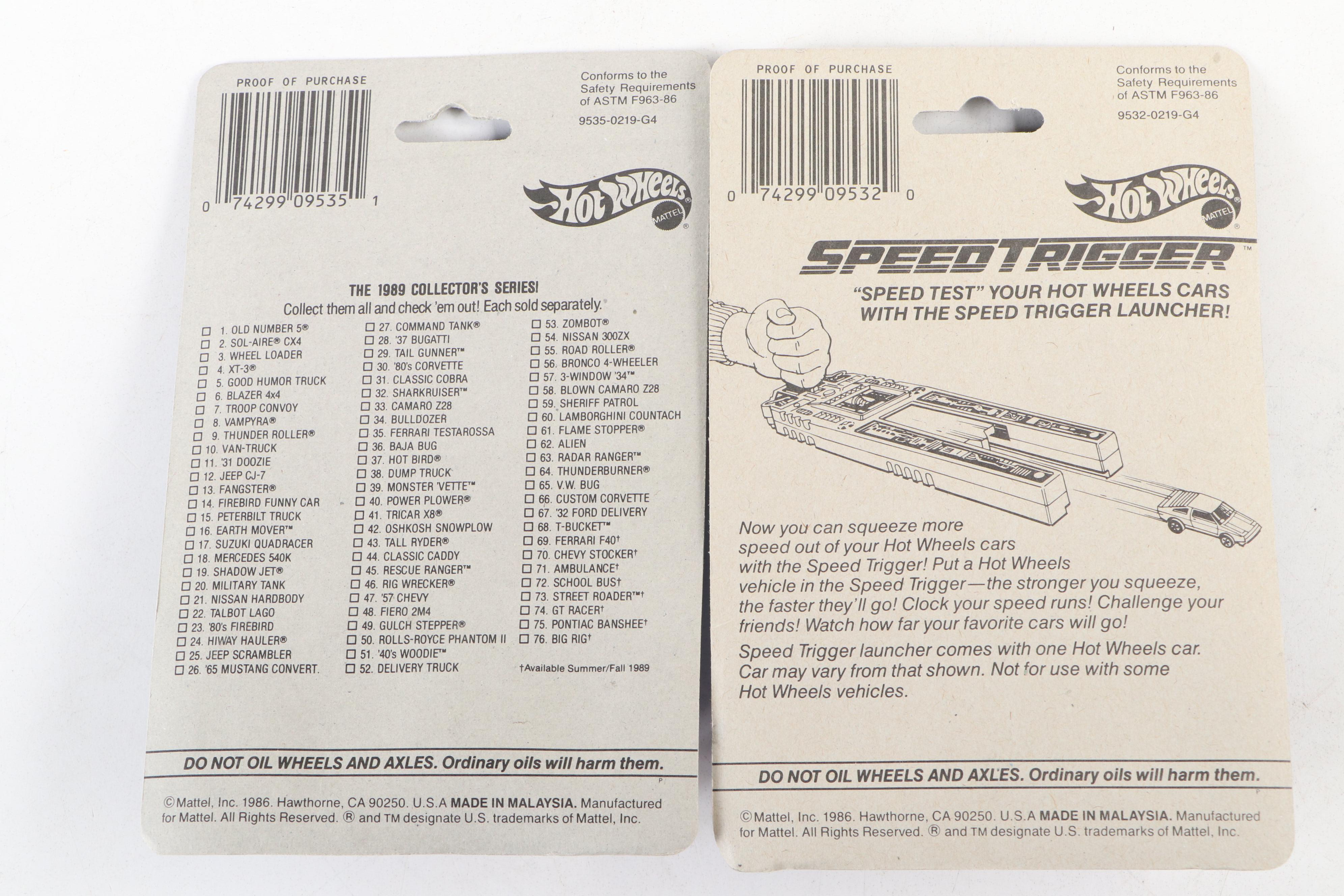Mattel Hot Wheels "Speed Fleet" Diecast Vehicles, 1980s