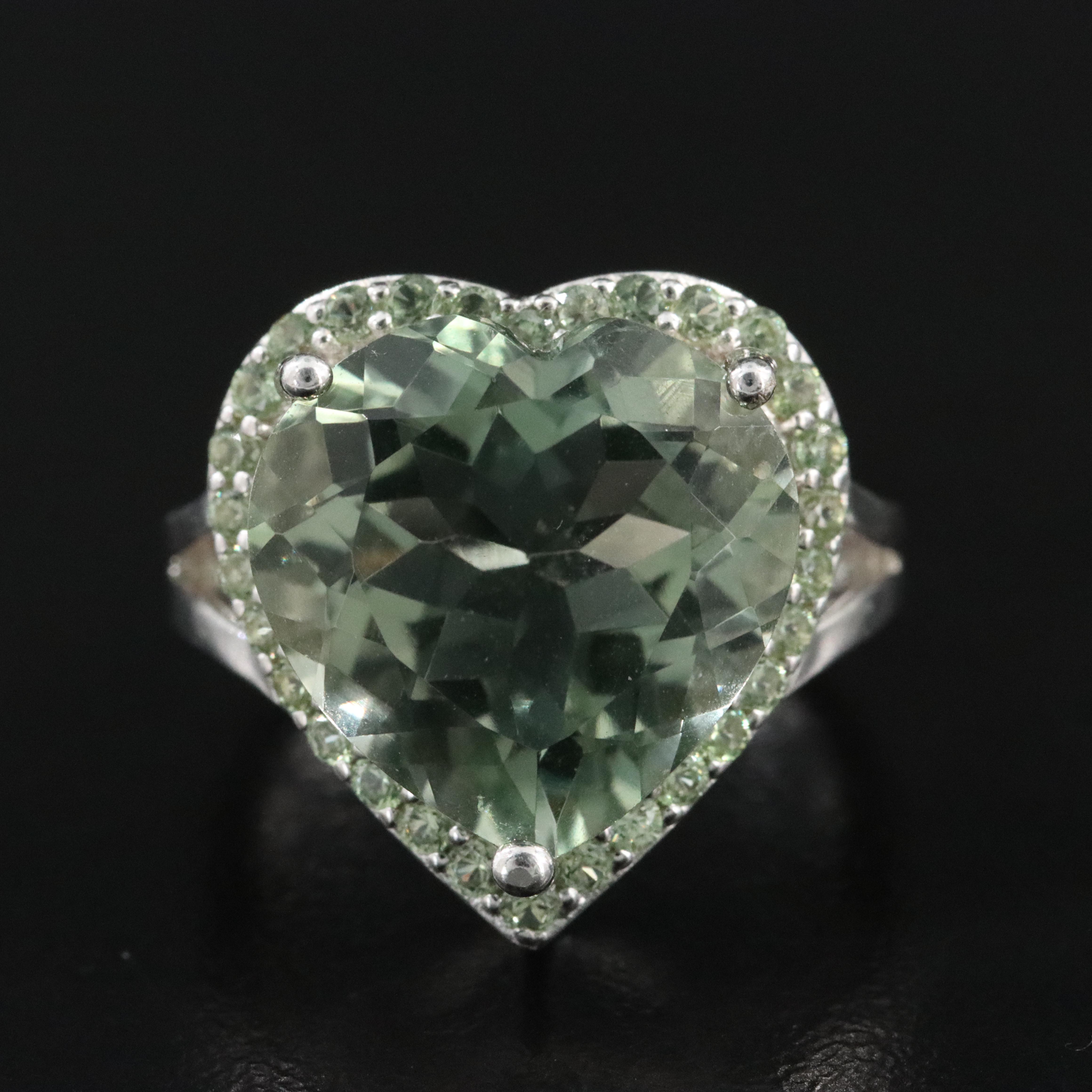 Sterling Prasiolite and Topaz Heart Ring