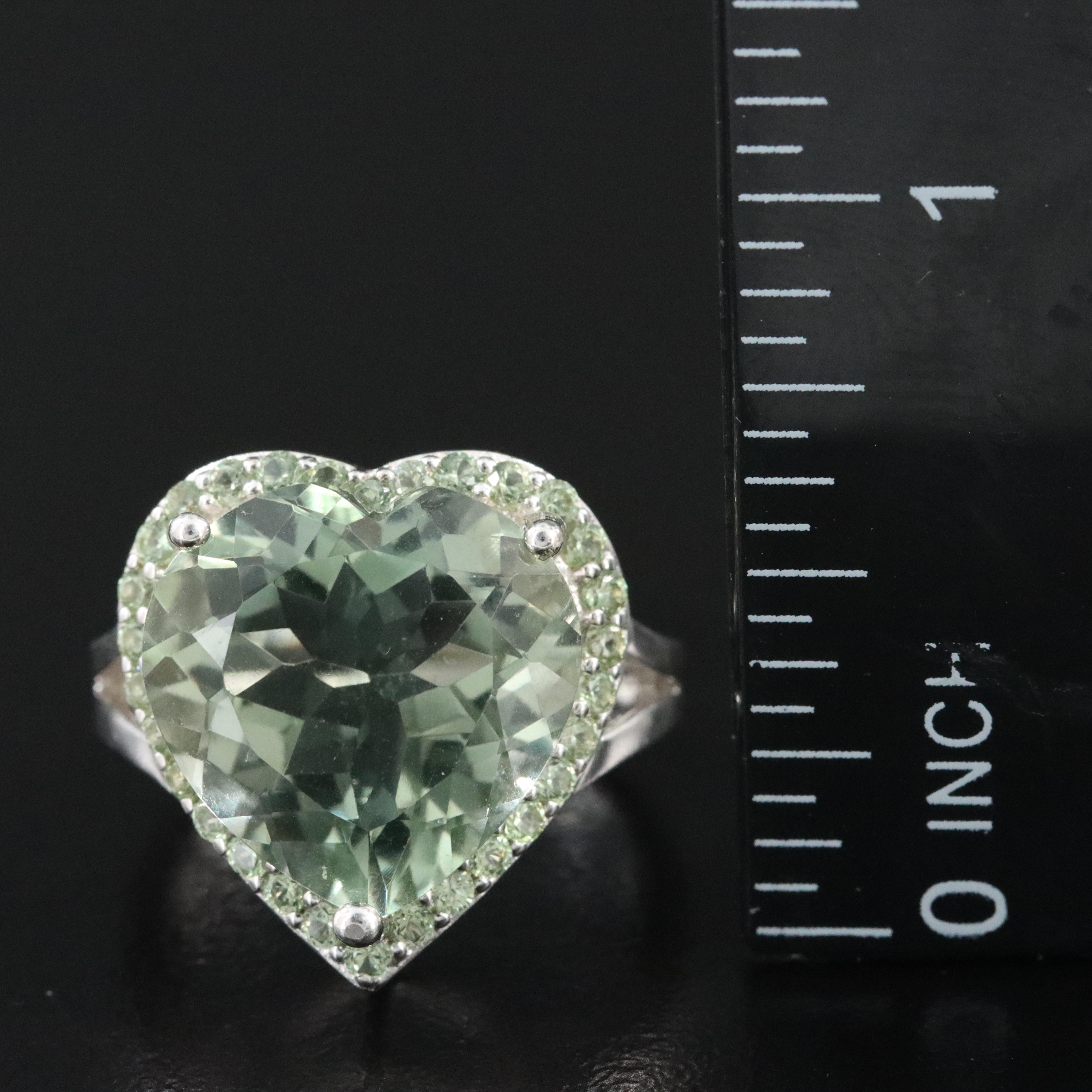 Sterling Prasiolite and Topaz Heart Ring