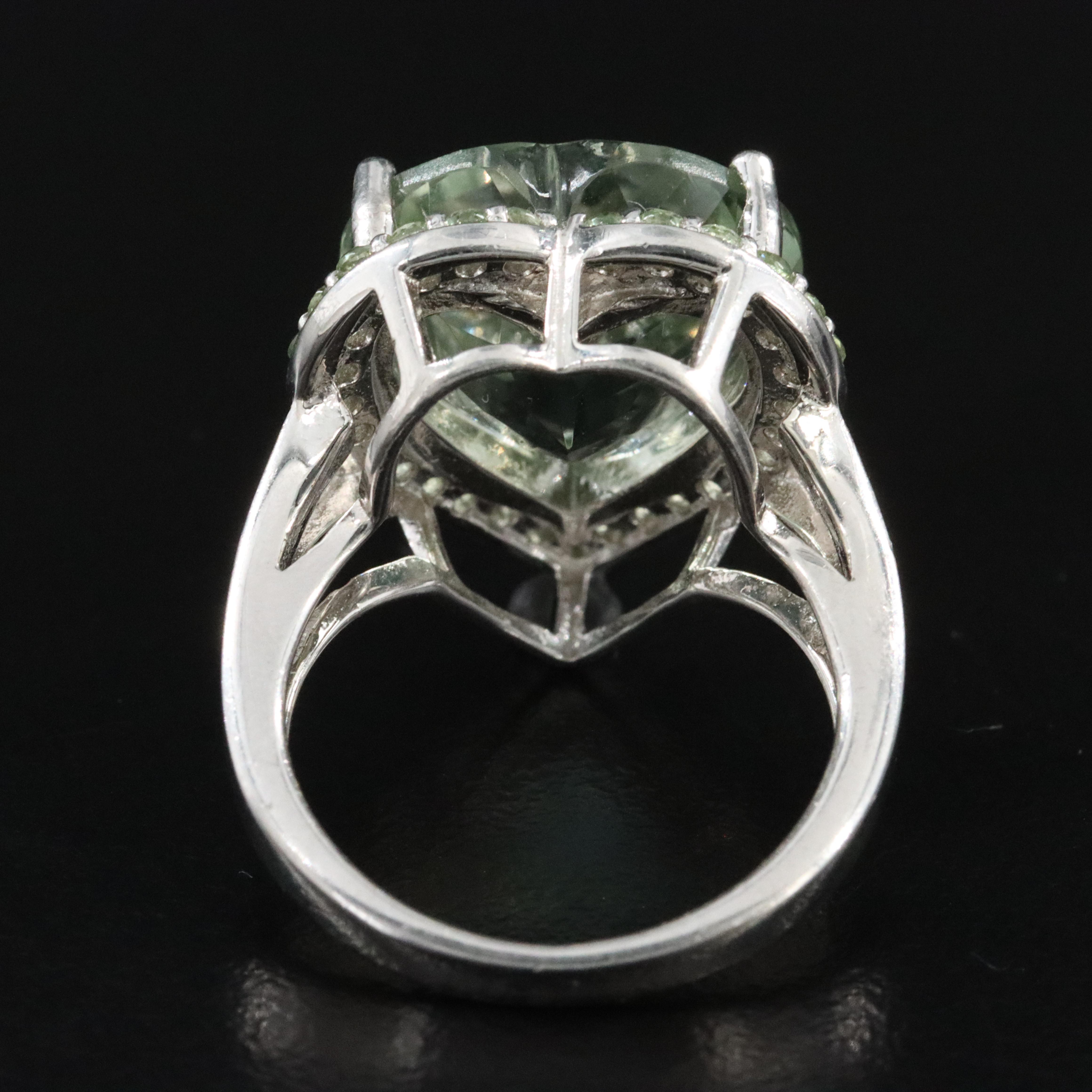 Sterling Prasiolite and Topaz Heart Ring