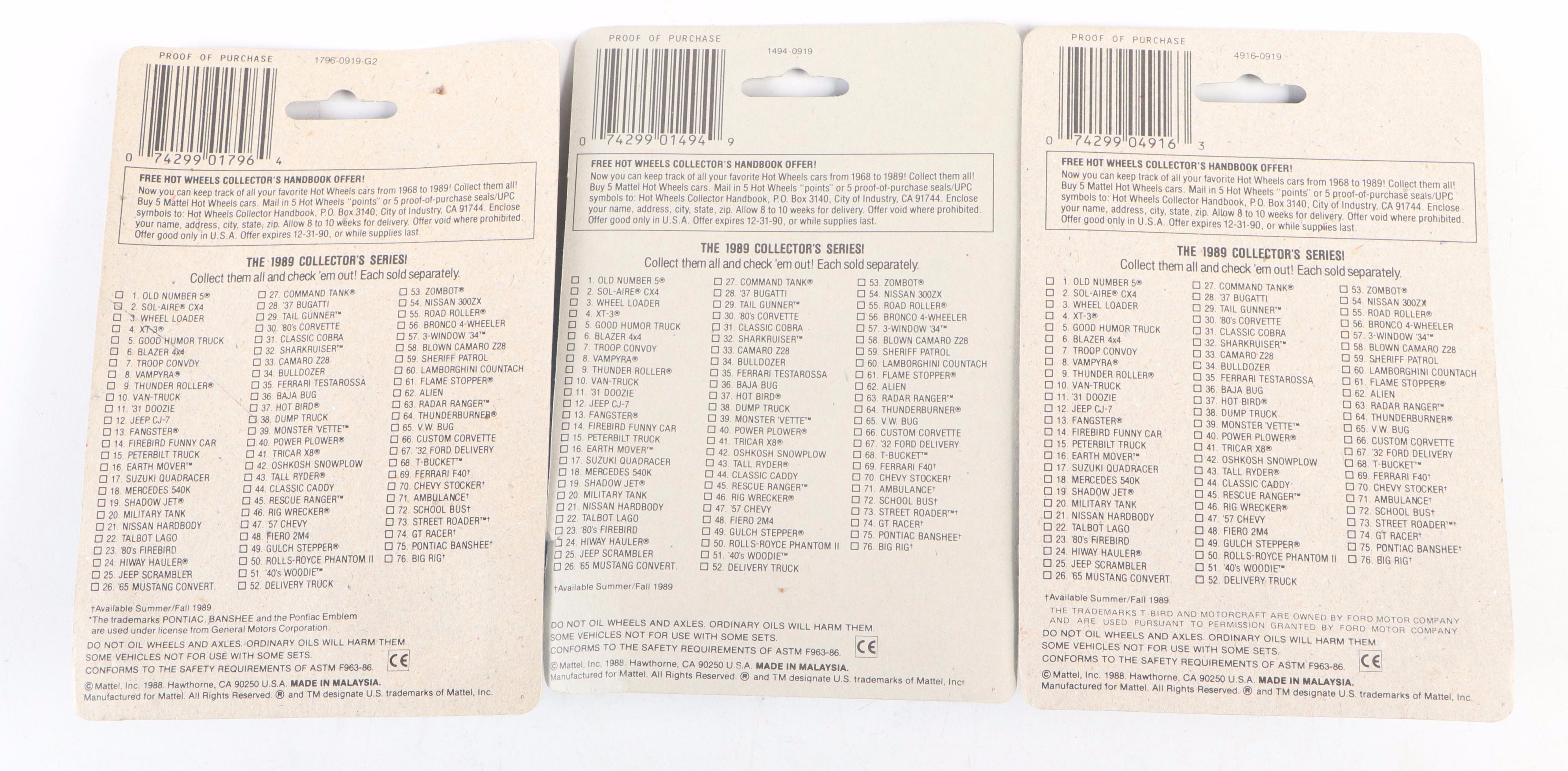 Mattel Hot Wheel "Speed Fleet" Diecast Vehicles, 1980s