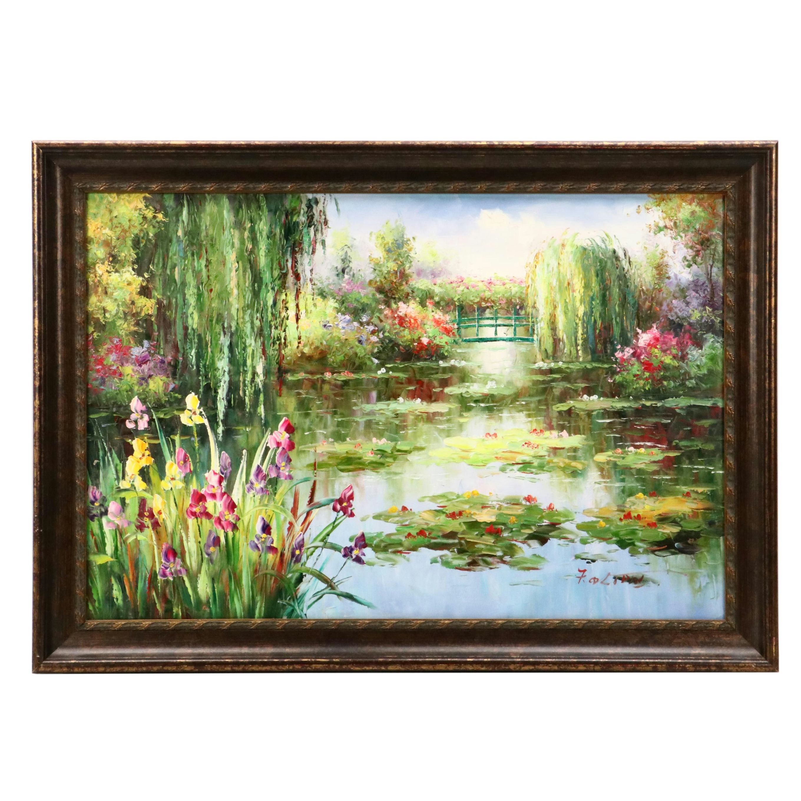 Impasto Landscape Oil Painting in the Style of Claude Monet "Water Lilies"