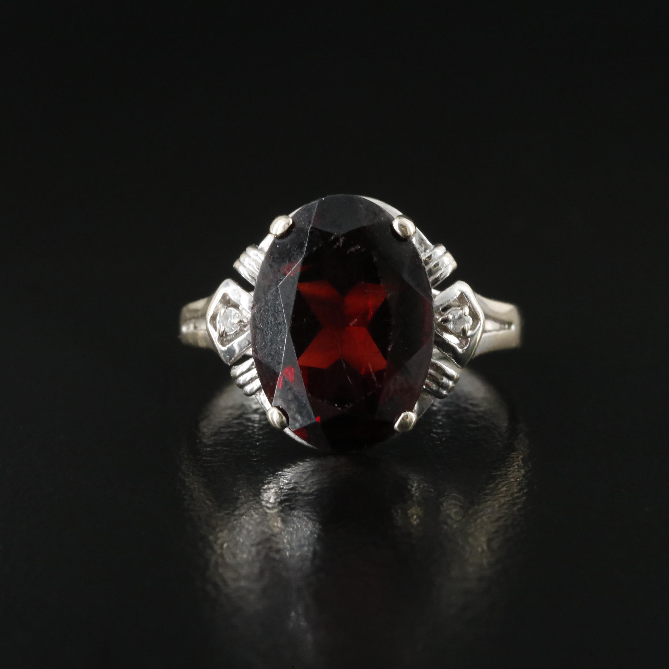 14K Garnet and Diamond Ring